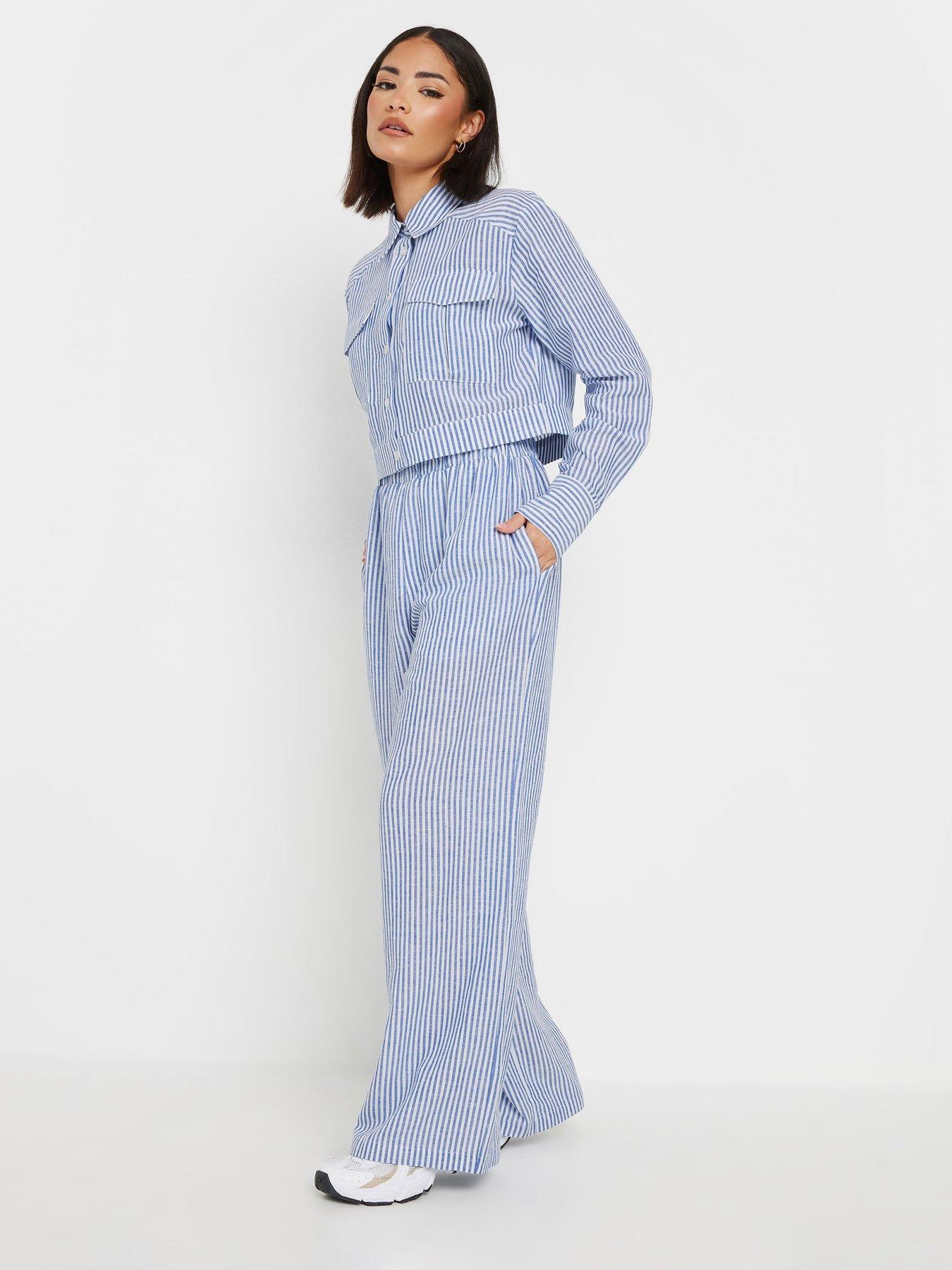 Image 3 of 4 of PixieGirl Petite Stripe Short Shirt - Blue