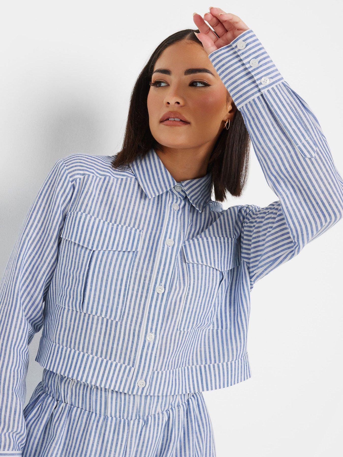 Image 4 of 4 of PixieGirl Petite Stripe Short Shirt - Blue