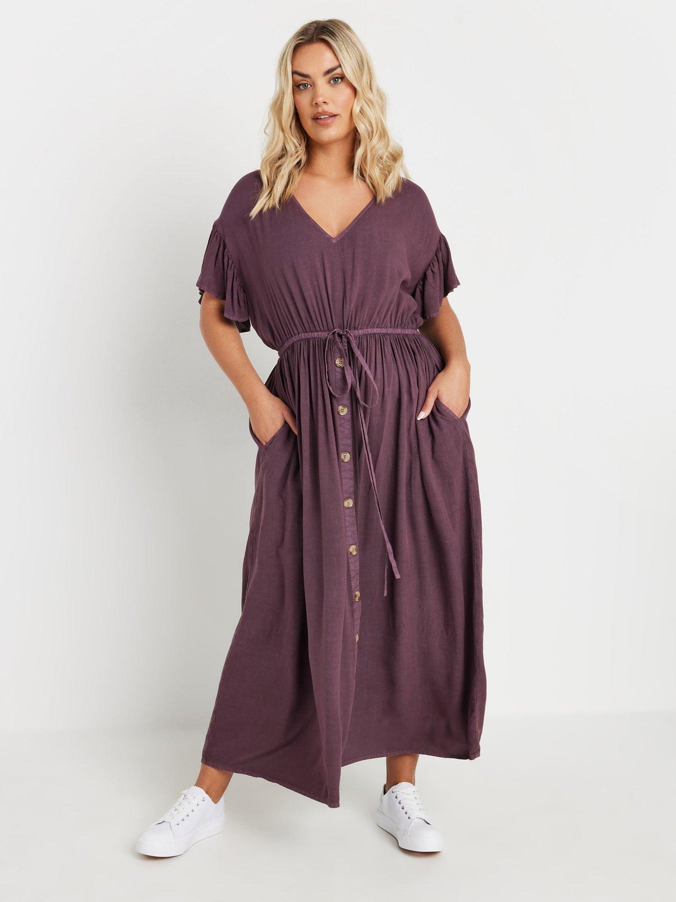 yours-curve-chambray-boho-dress-purple
