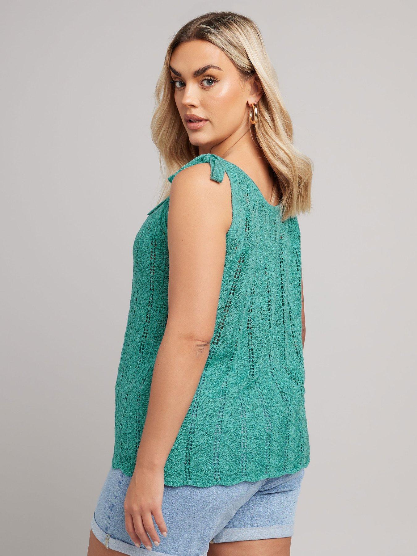 yours-curve-tie-detail-vest-teal-bluestillFront