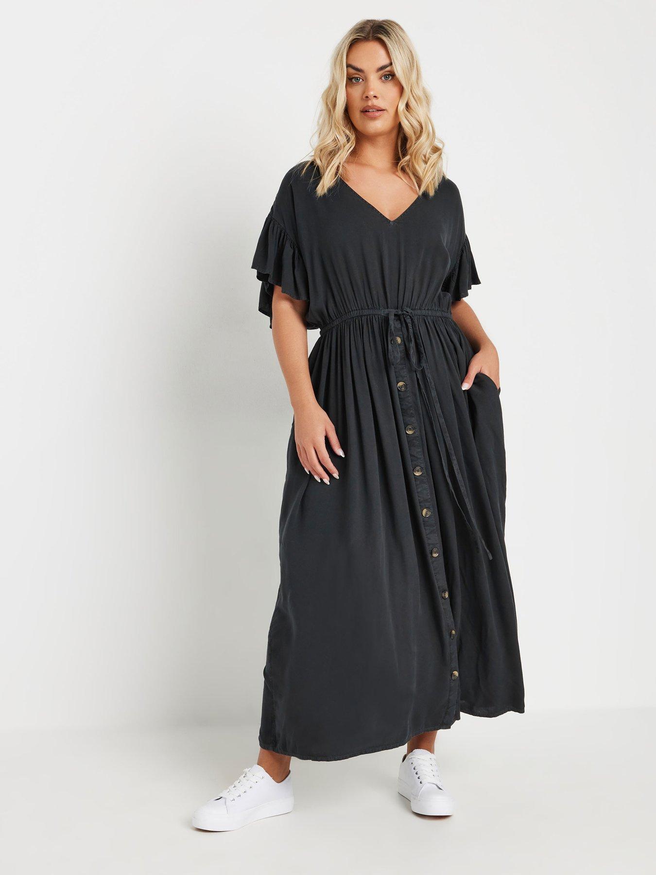 yours-curve-chambray-boho-dress-black
