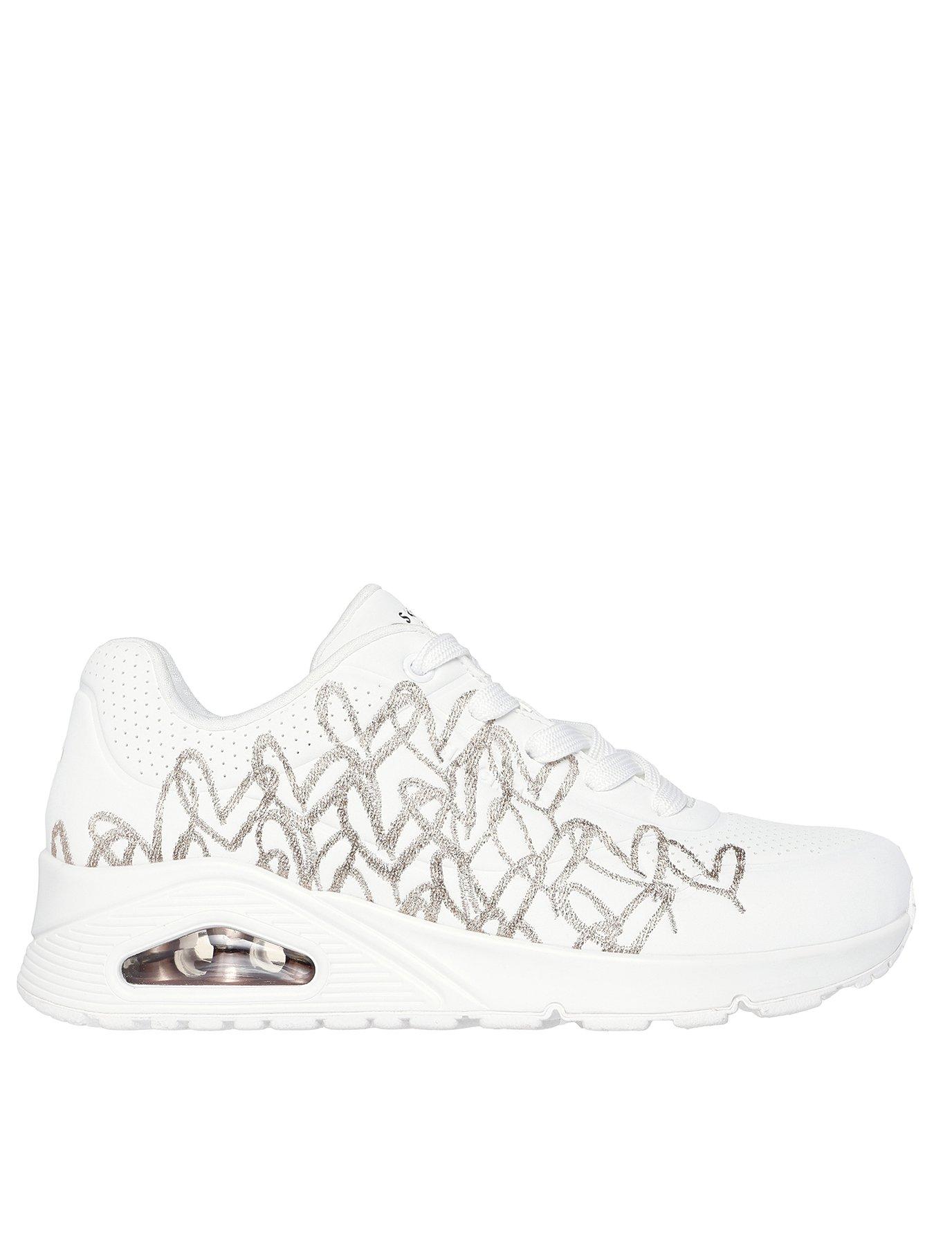Skechers Uno Golden Heart Wedge Trainer - White