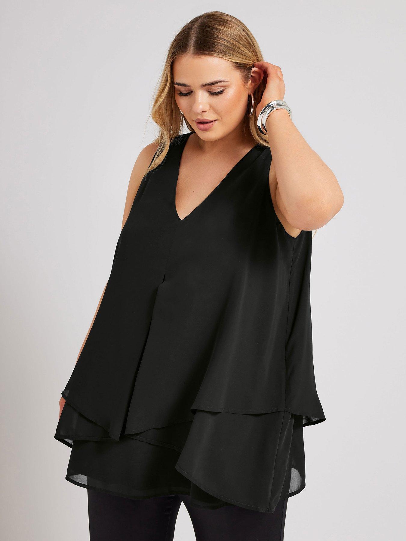 Image of Yours Curve Layered Top - Black