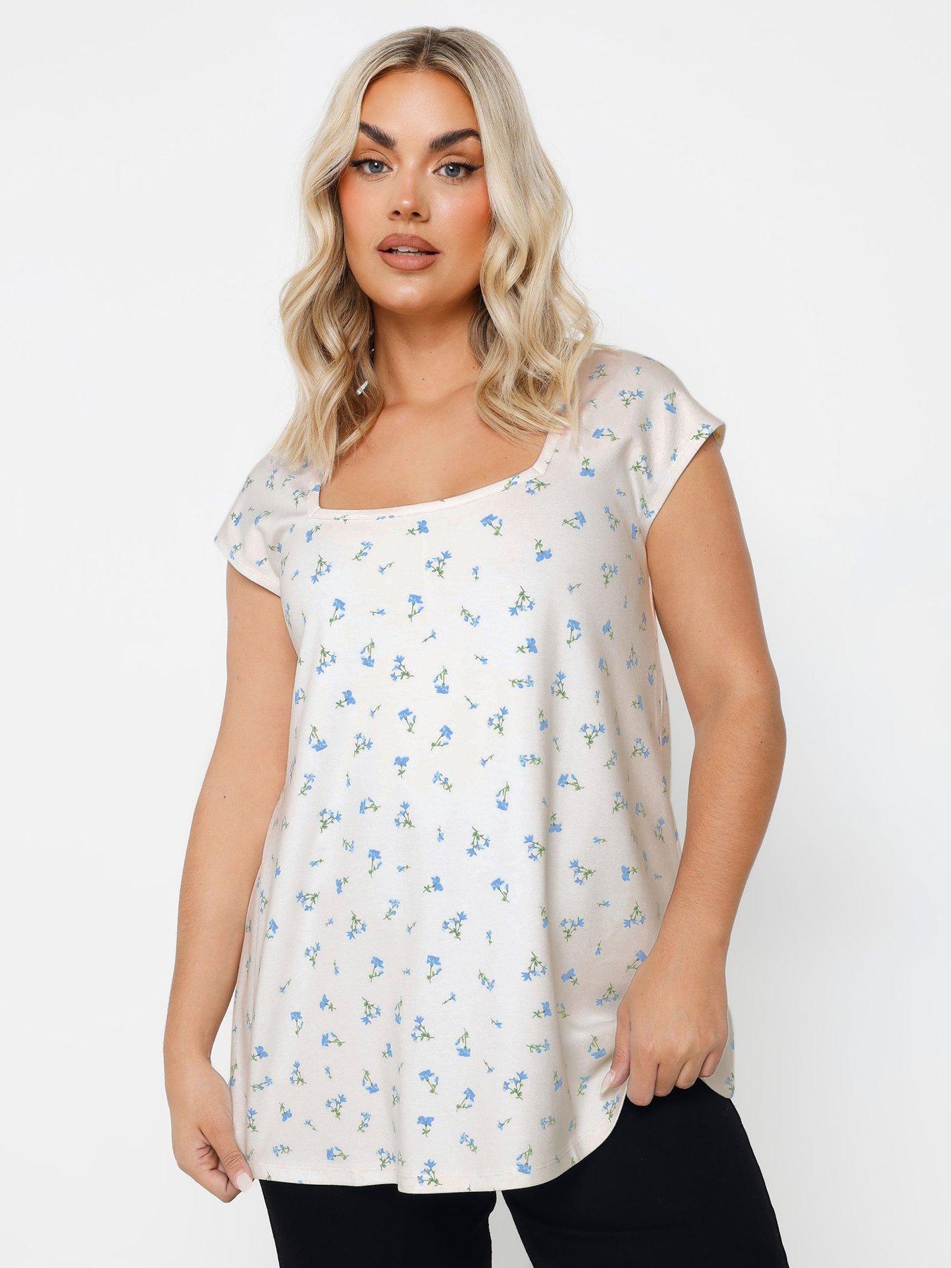 undefined Curve Cap Sleeve T-Shirt - Blue