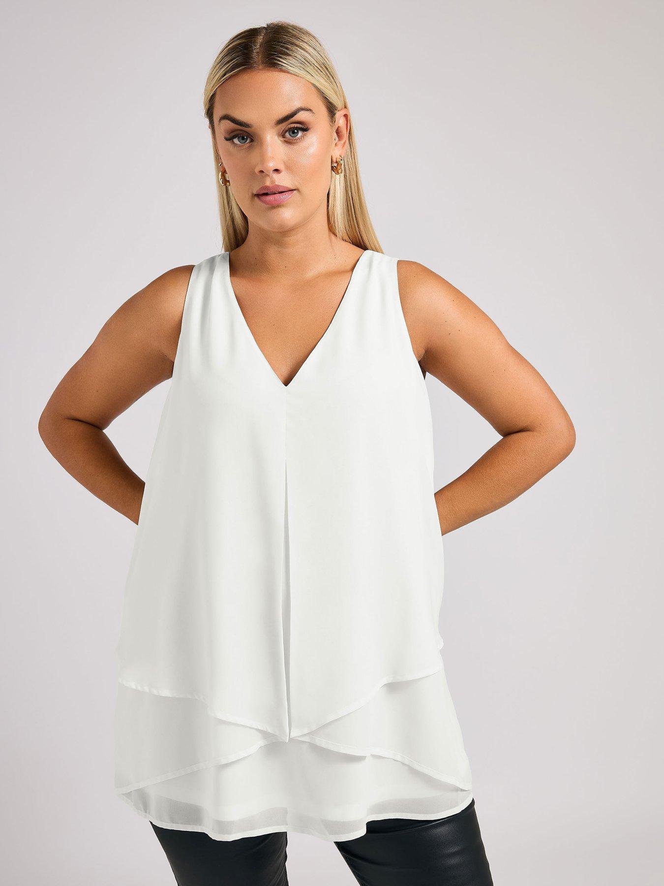 Image 1 of 4 of Yours Curve Layered Top - White