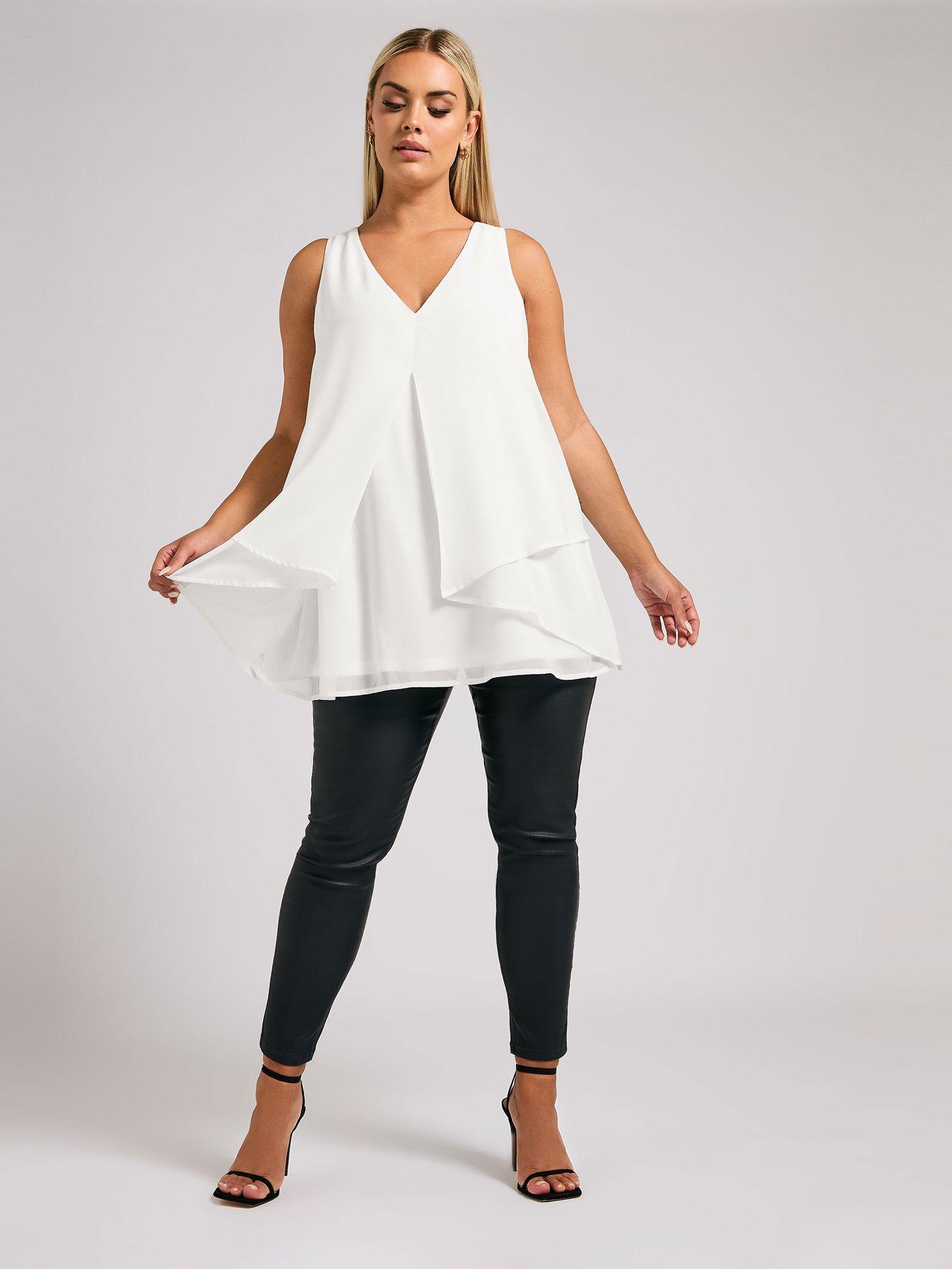 Image 3 of 4 of Yours Curve Layered Top - White