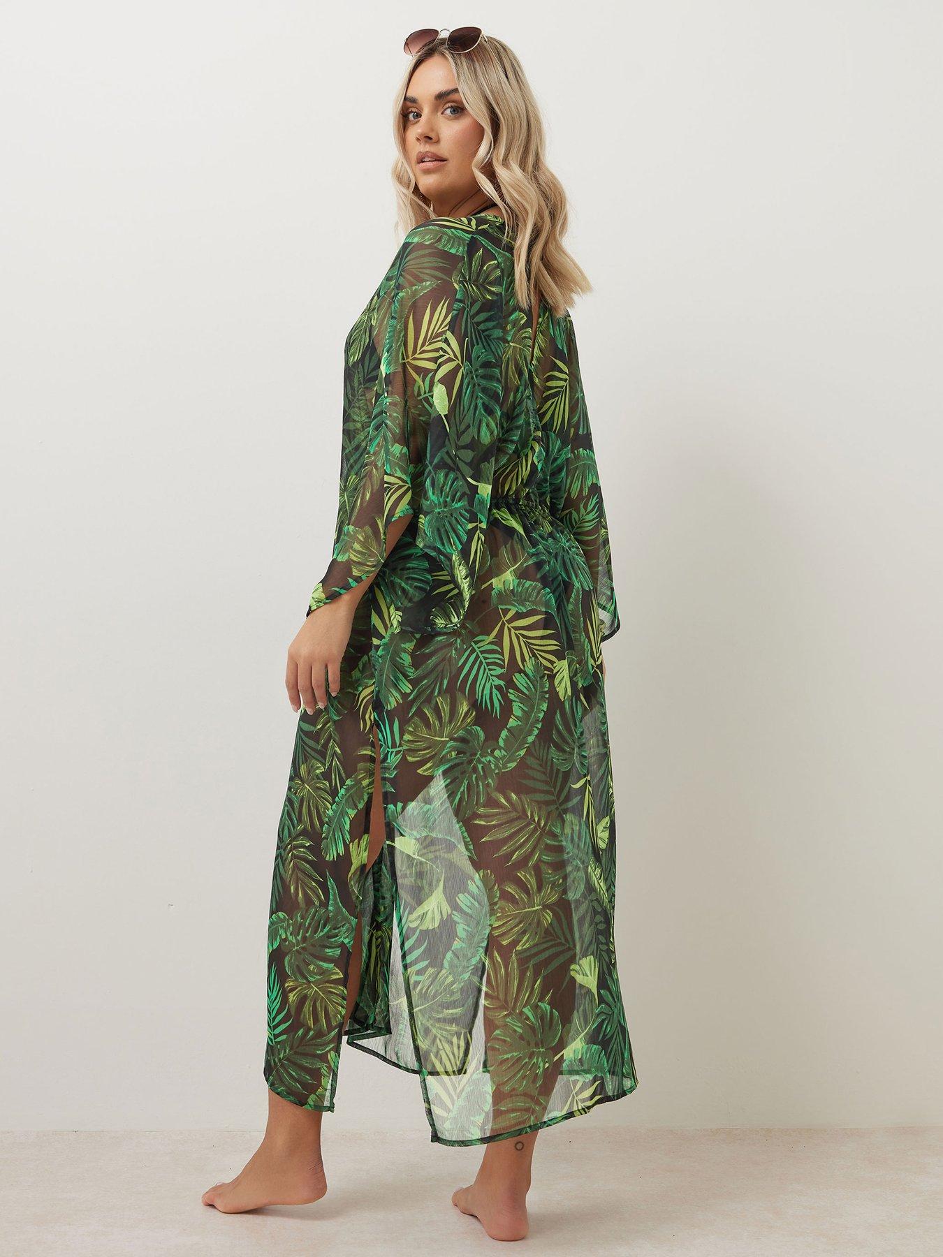 Image 2 of 4 of Yours Curve Chiffon Maxi Kimono - Black