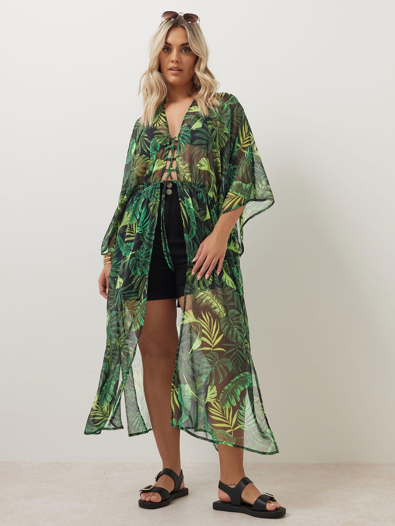 Image 3 of 4 of Yours Curve Chiffon Maxi Kimono - Black
