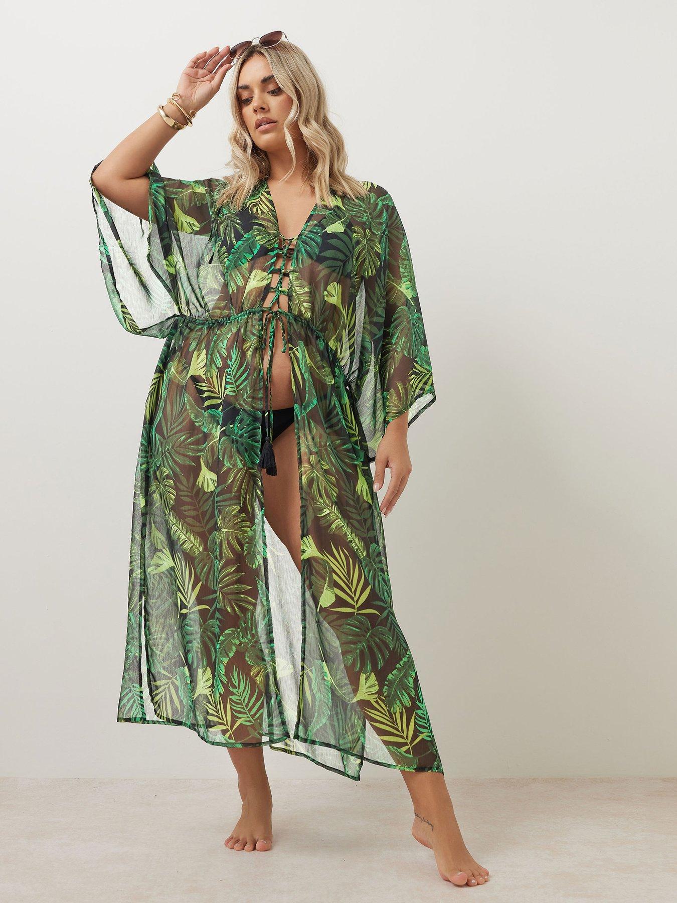 Image 4 of 4 of Yours Curve Chiffon Maxi Kimono - Black