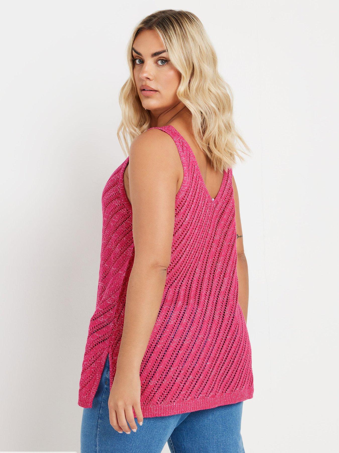 yours-curve-metallic-pointelle-vest-pinkstillFront