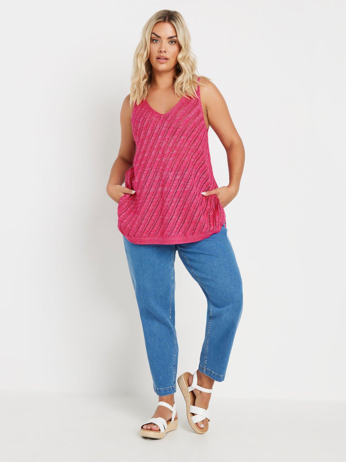 yours-curve-metallic-pointelle-vest-pinkback