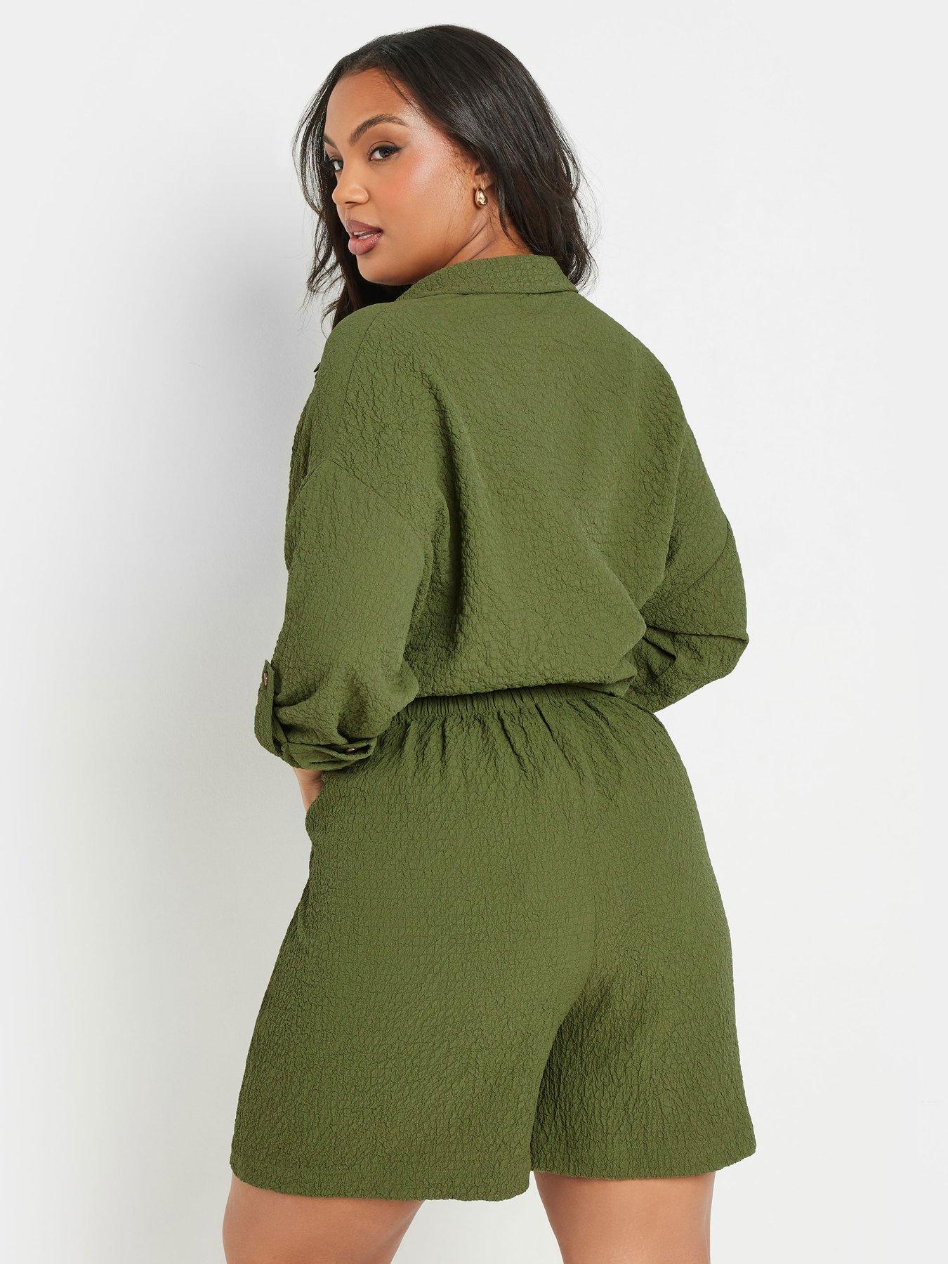 yours-curve-textured-short-co-ord-greenstillFront