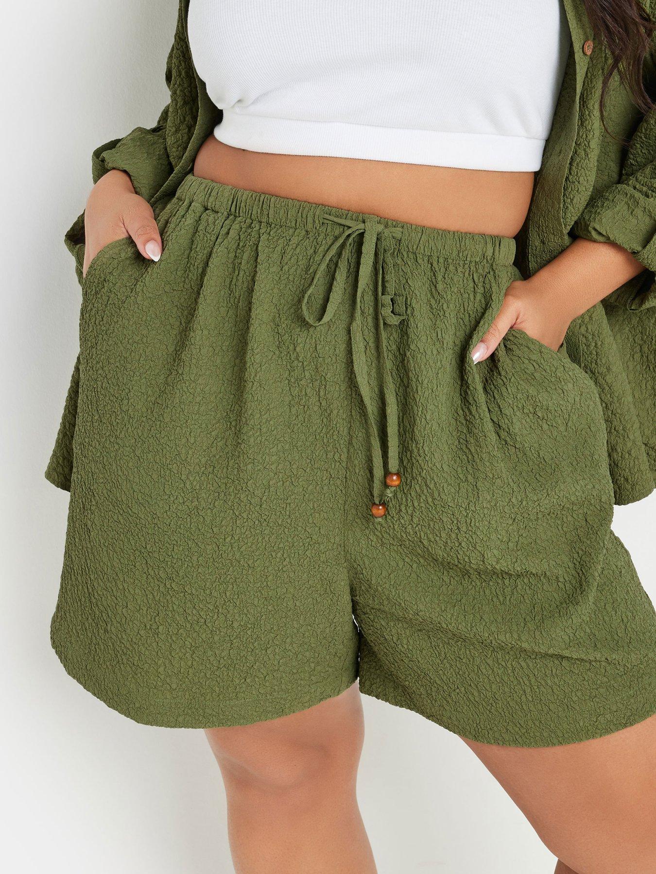 yours-curve-textured-short-co-ord-greenoutfit