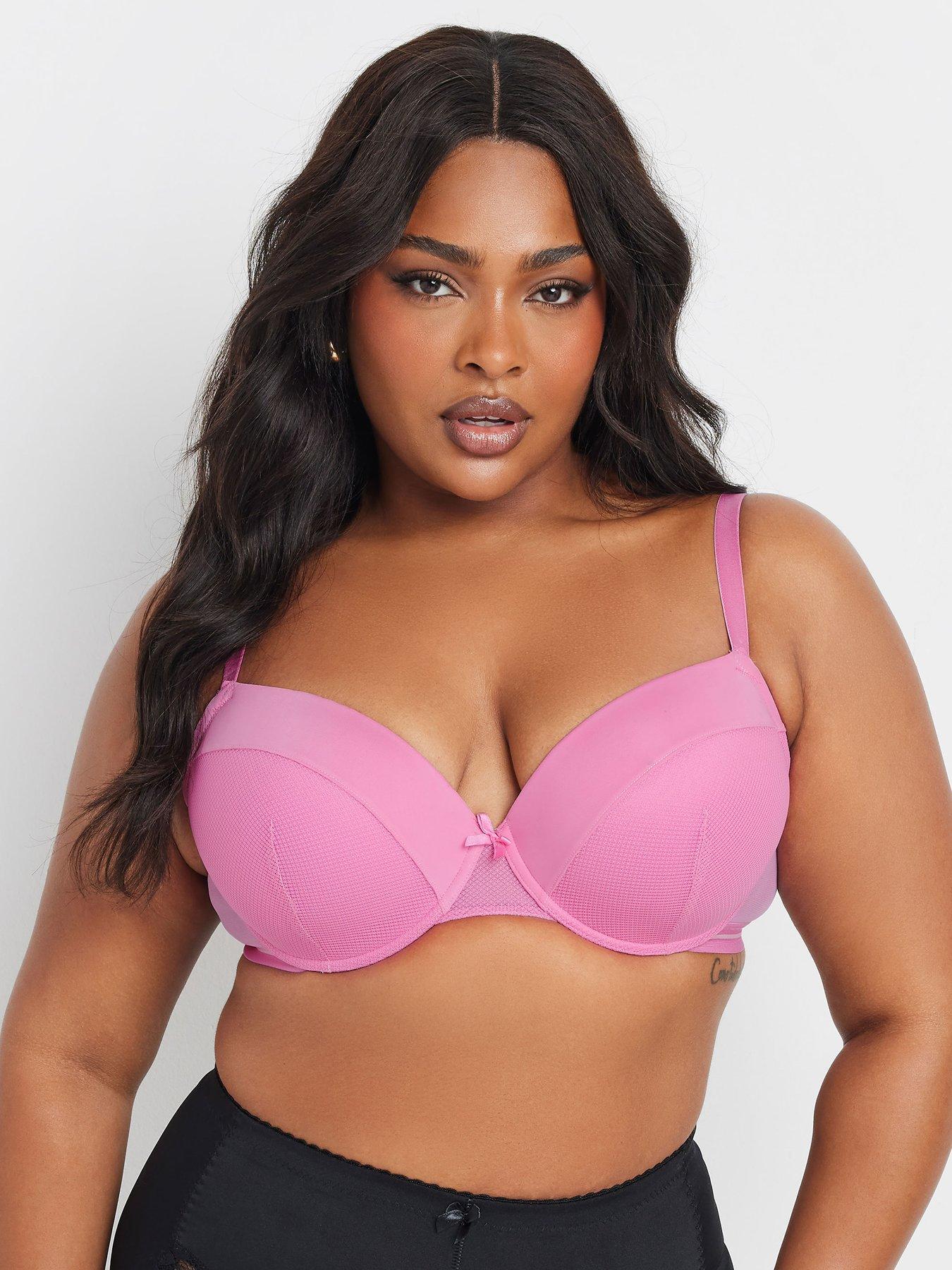 Image 4 of 4 of Yours Curve 2 Pack Padded Plunge Bra - Black/Pink