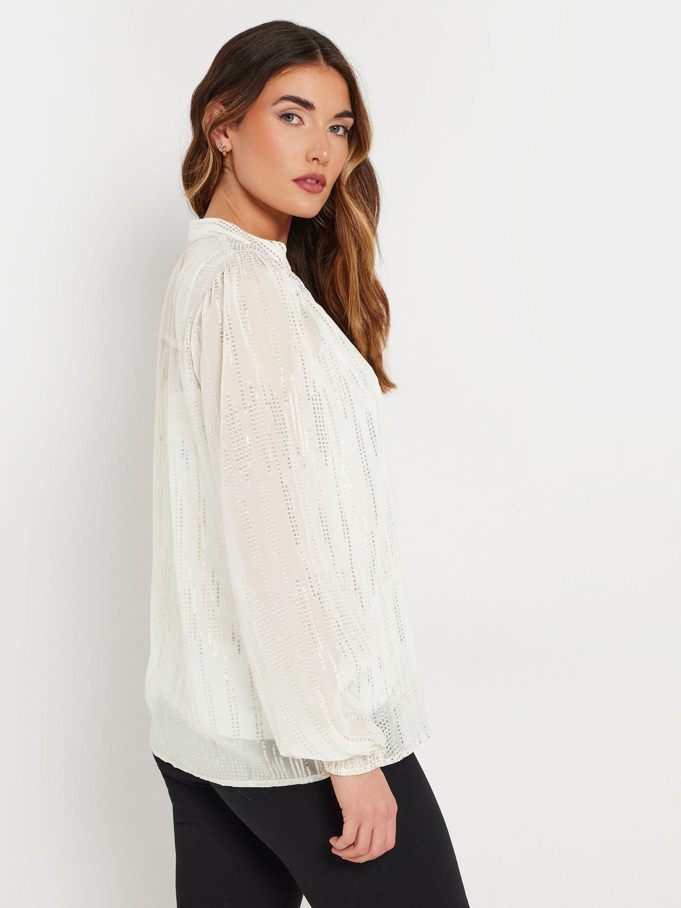 long-tall-sally-jacquard-blouse-whitestillFront
