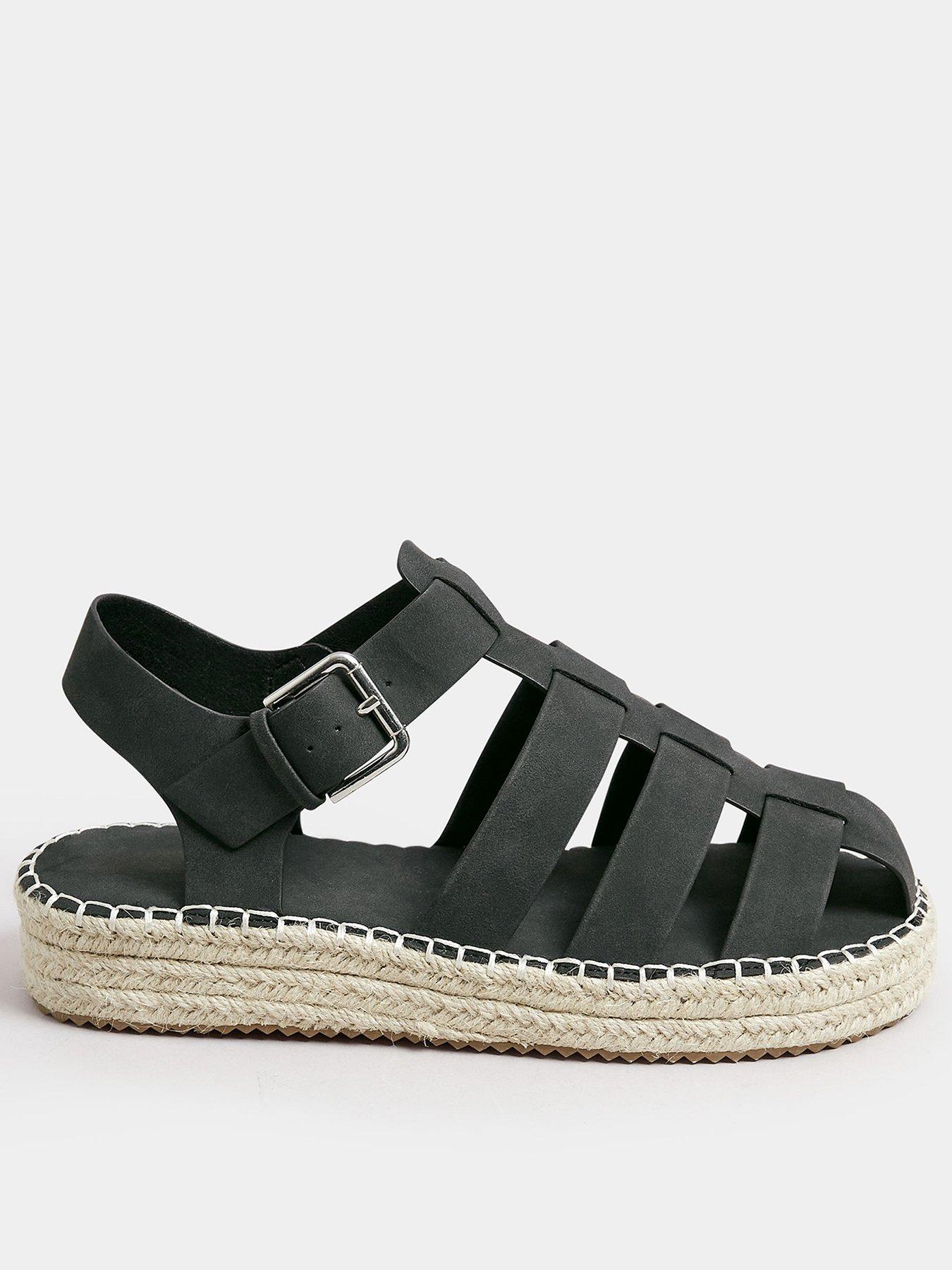 yours-extra-wide-fit-flatform-fisherman-sandals-black