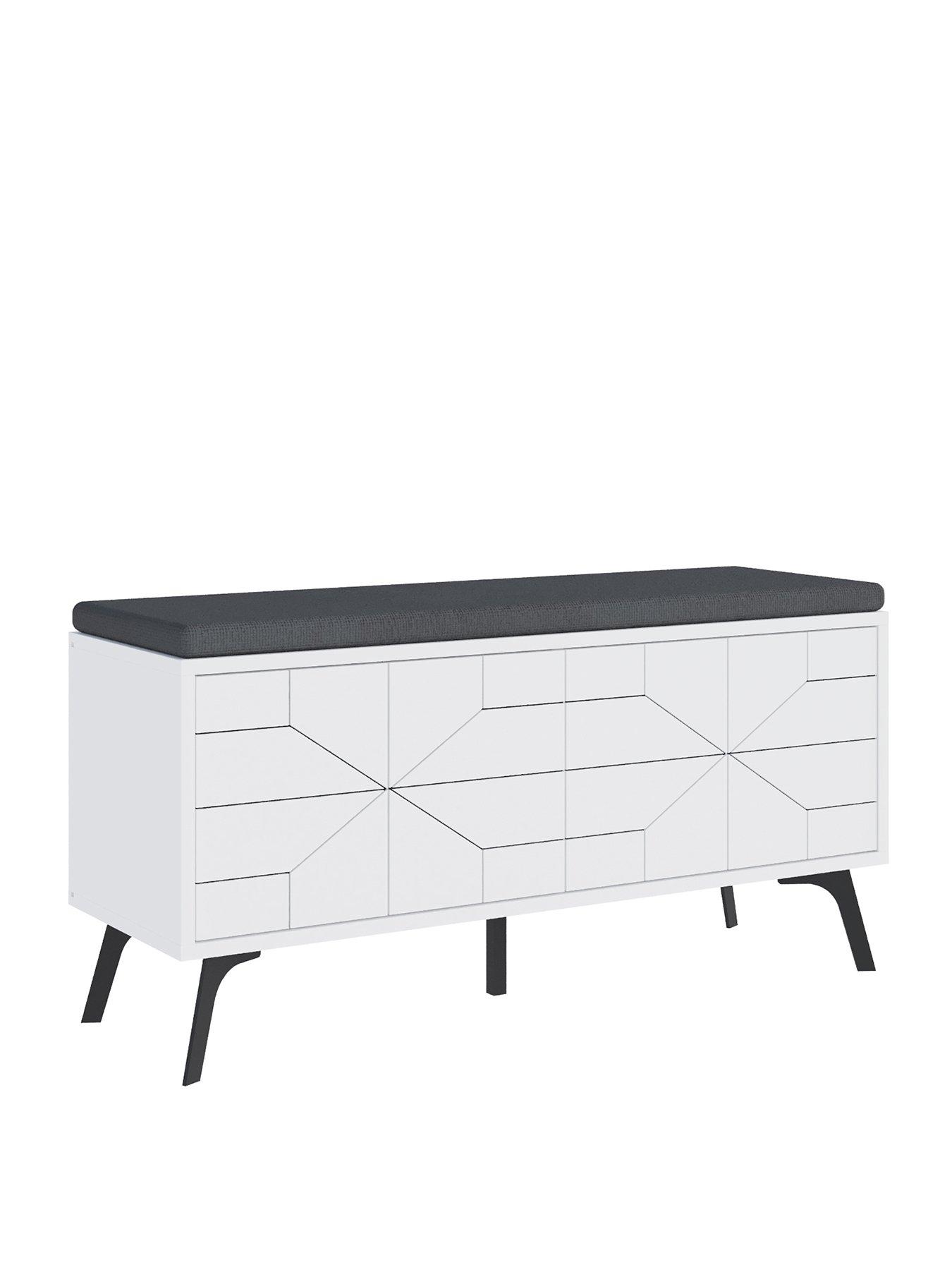 Image 2 of 7 of Decortie Dune Hallway Storage Bench - White
