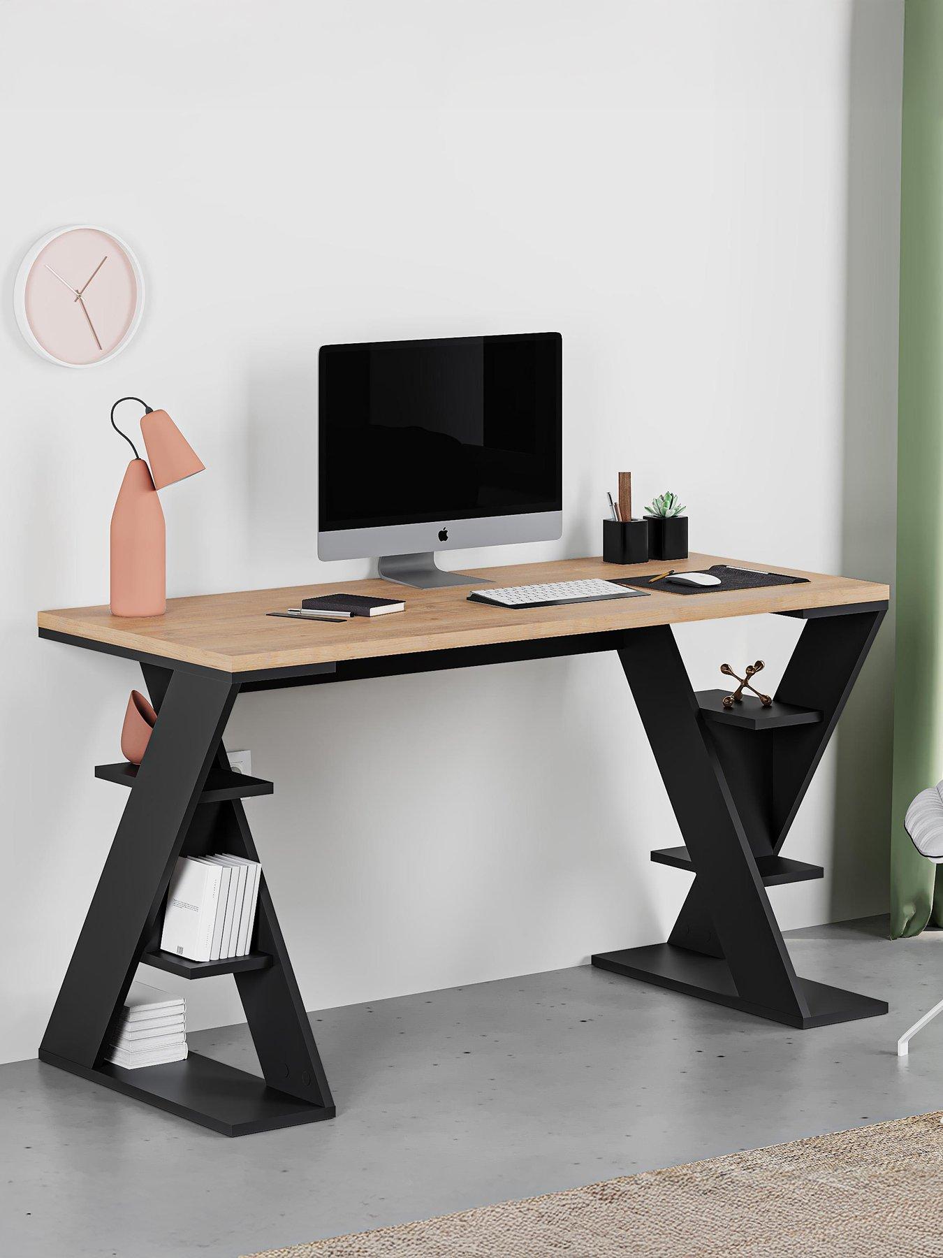 Image 1 of 6 of Decortie Papillon Desk- Sapphire Oak/black