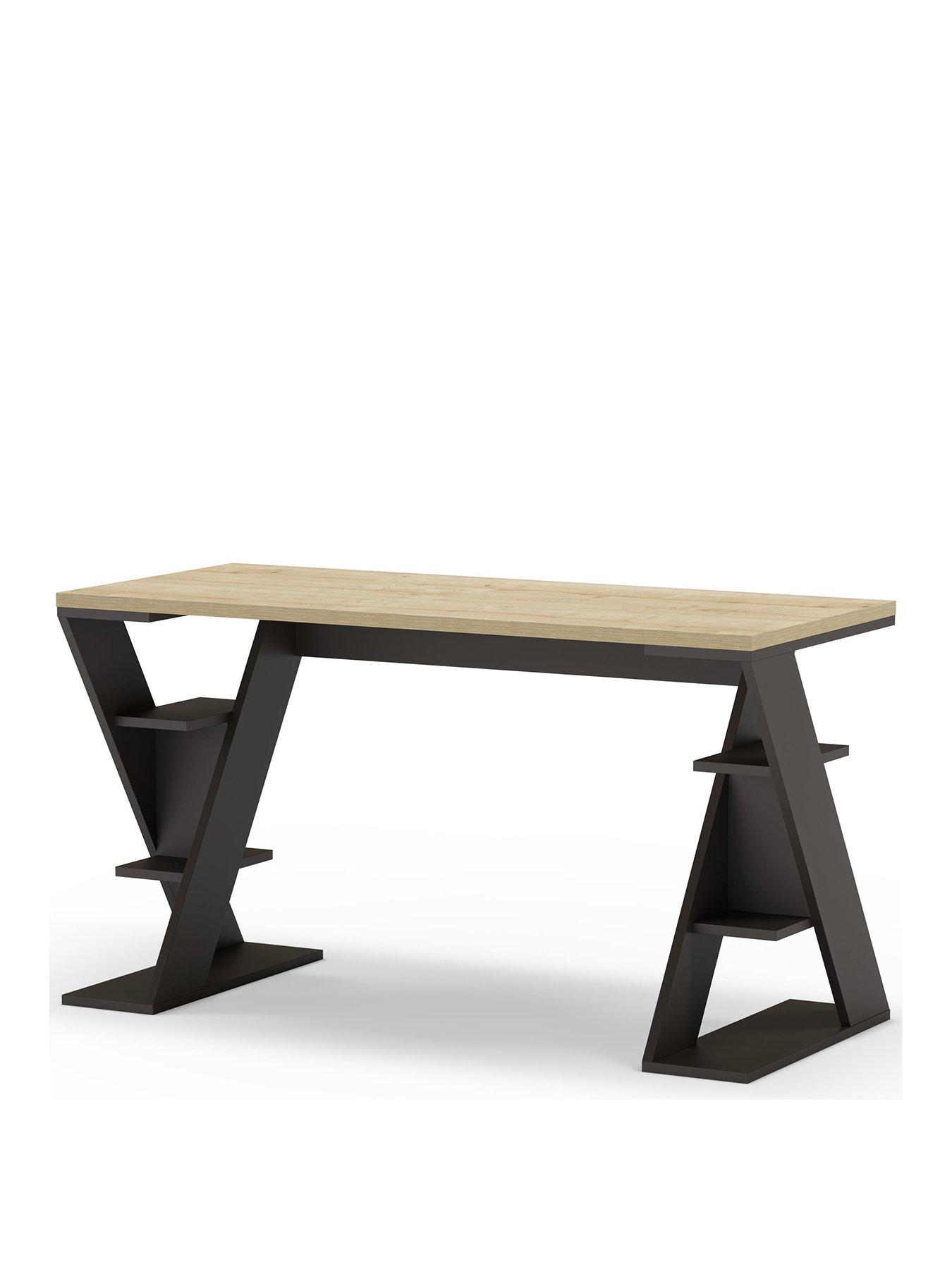Image 3 of 6 of Decortie Papillon Desk- Sapphire Oak/black