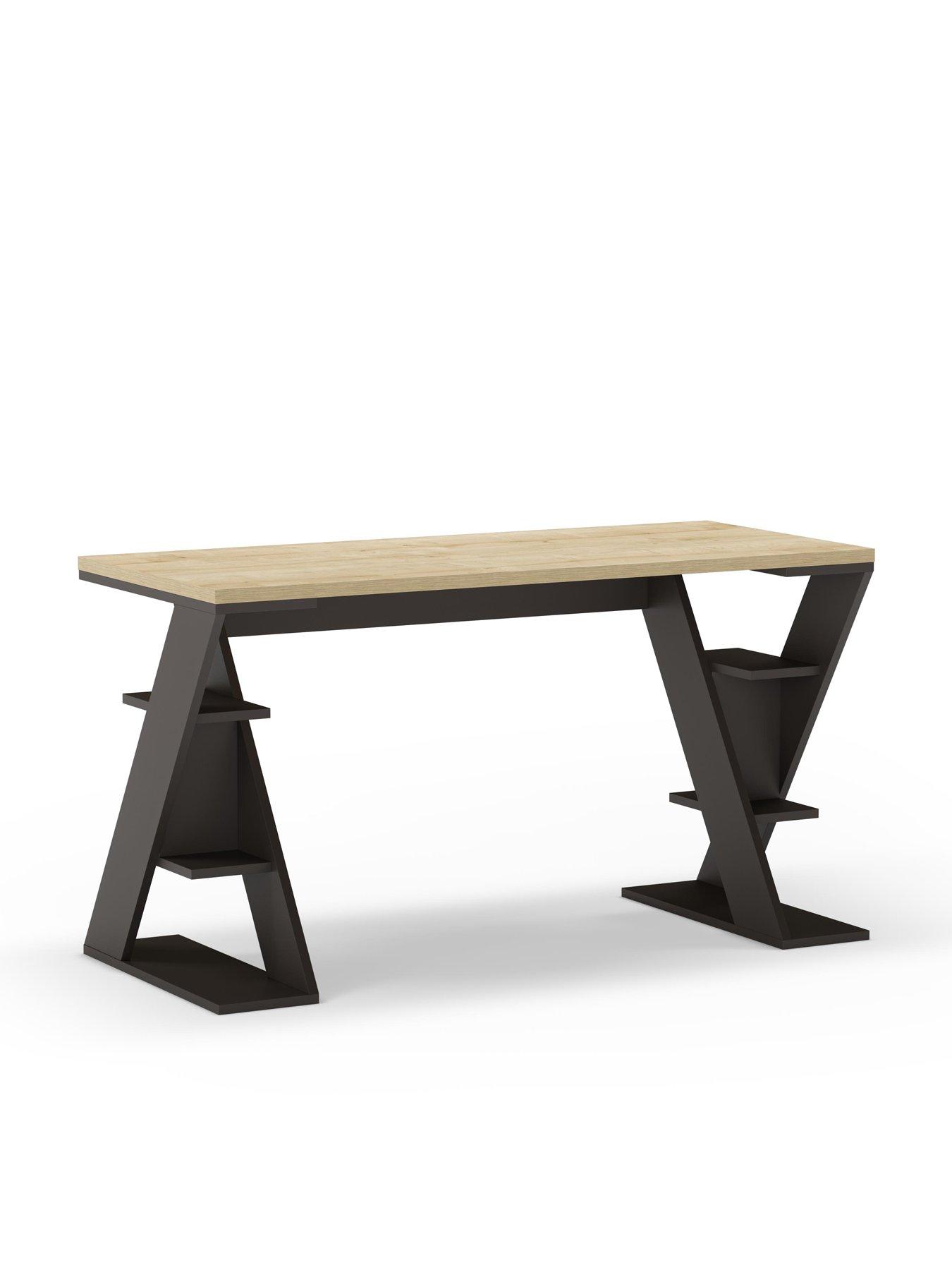 Image 4 of 6 of Decortie Papillon Desk- Sapphire Oak/black