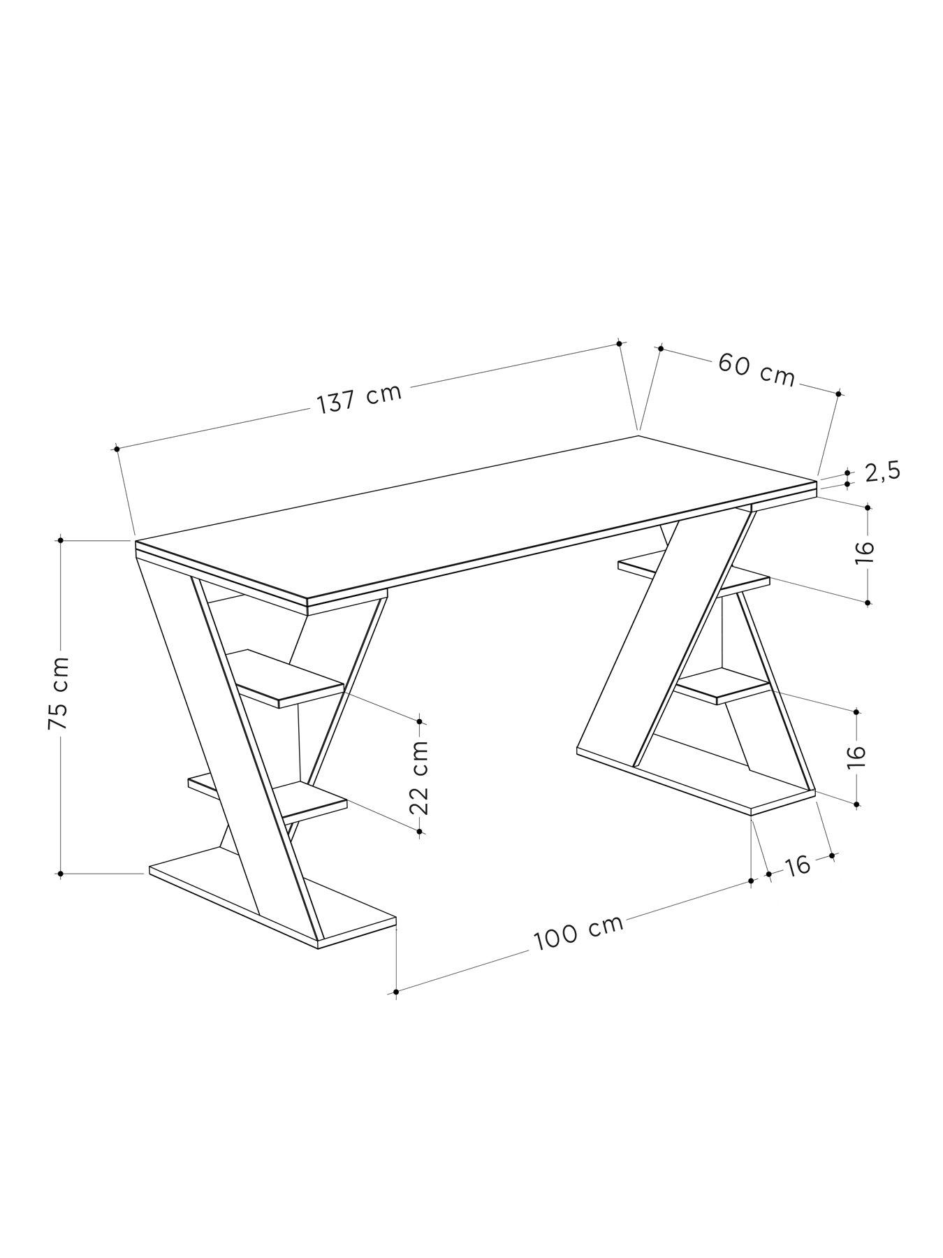 Image 5 of 6 of Decortie Papillon Desk- Sapphire Oak/black