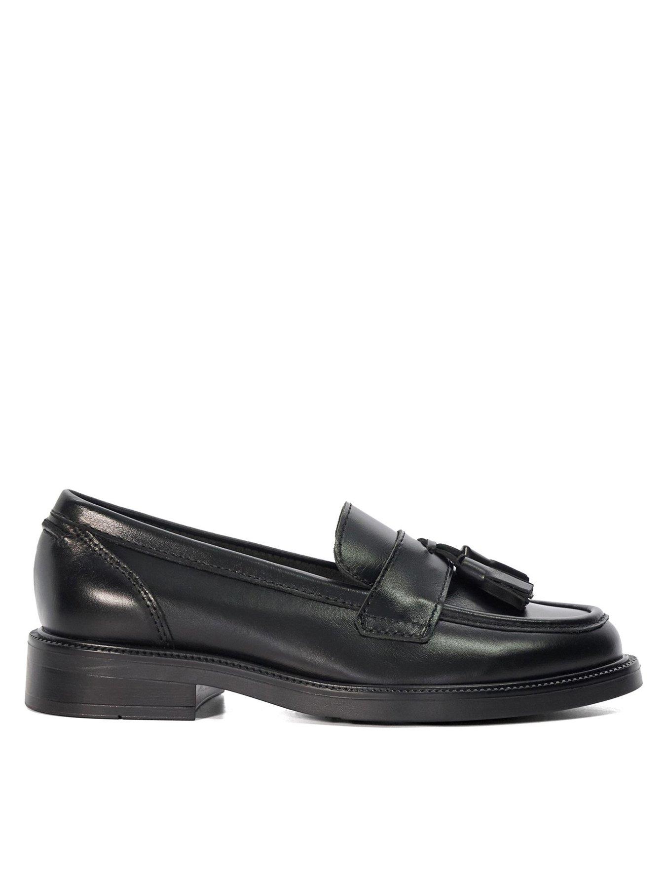 Dune London Garda Leather Tassel Trim Loafers - Black