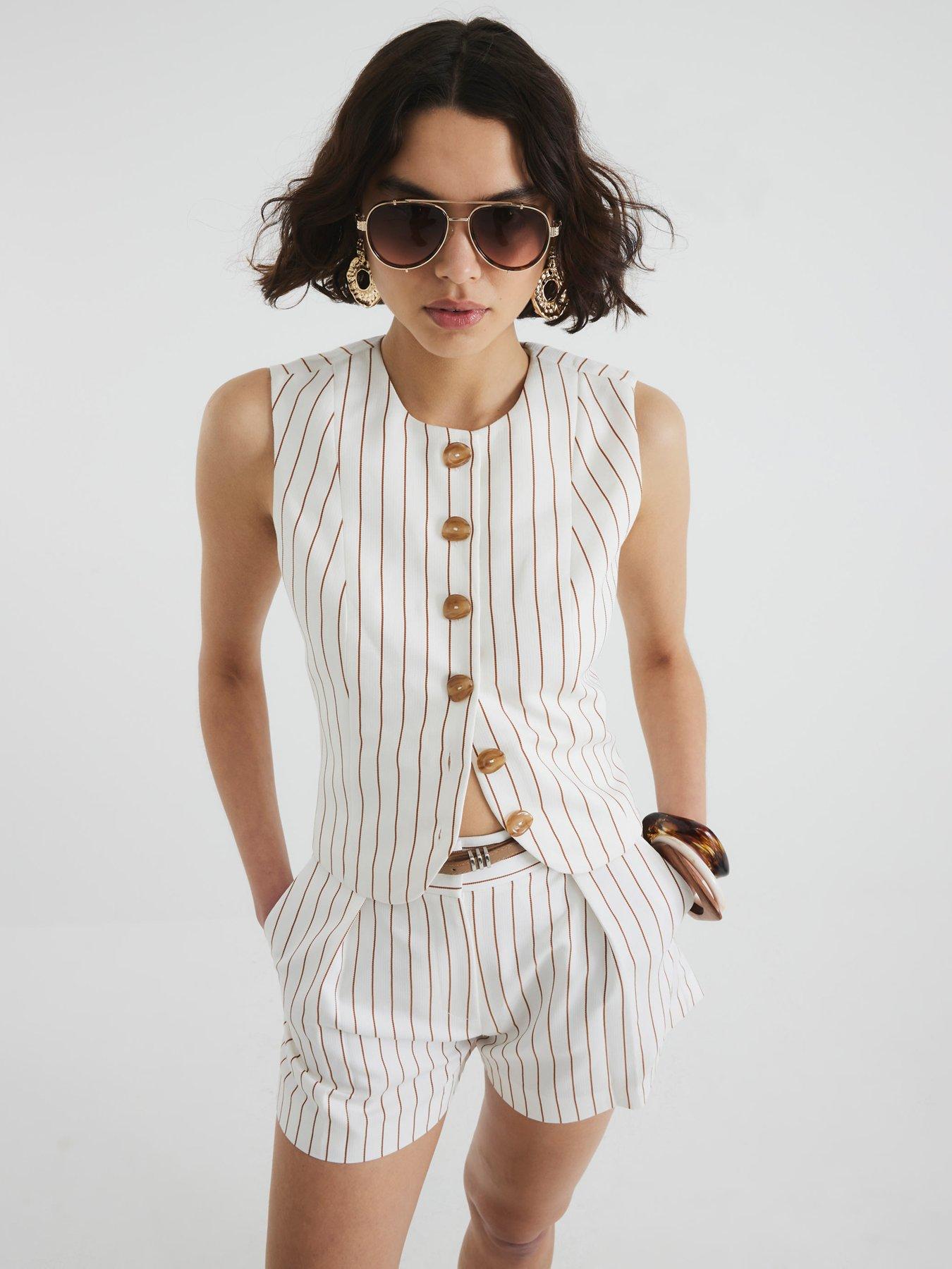 Image of River Island High Neck Fitted Waistcoat - White