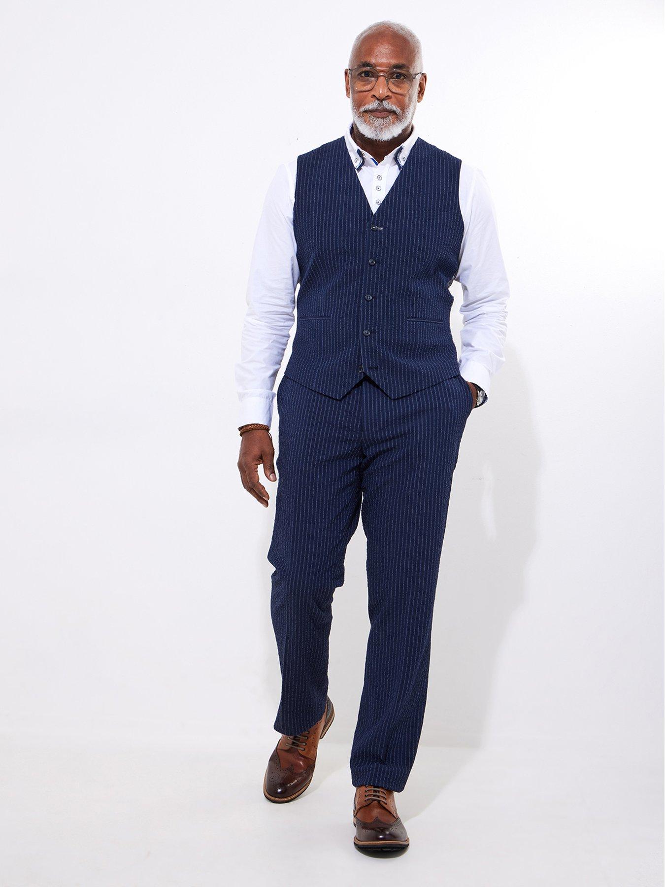 Image 2 of 5 of Joe Browns Pinstripe Textured Waistcoat - Navy