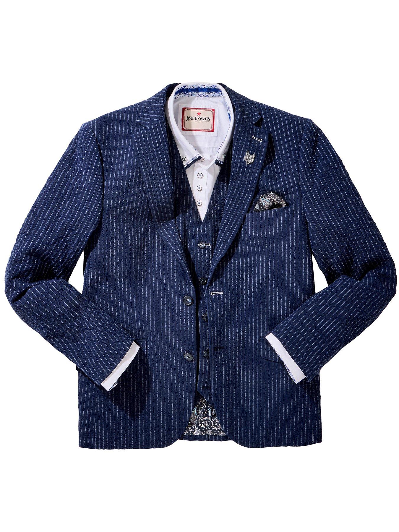 Image 6 of 6 of Joe Browns Pinstripe Textured Suit Jacket - Navy
