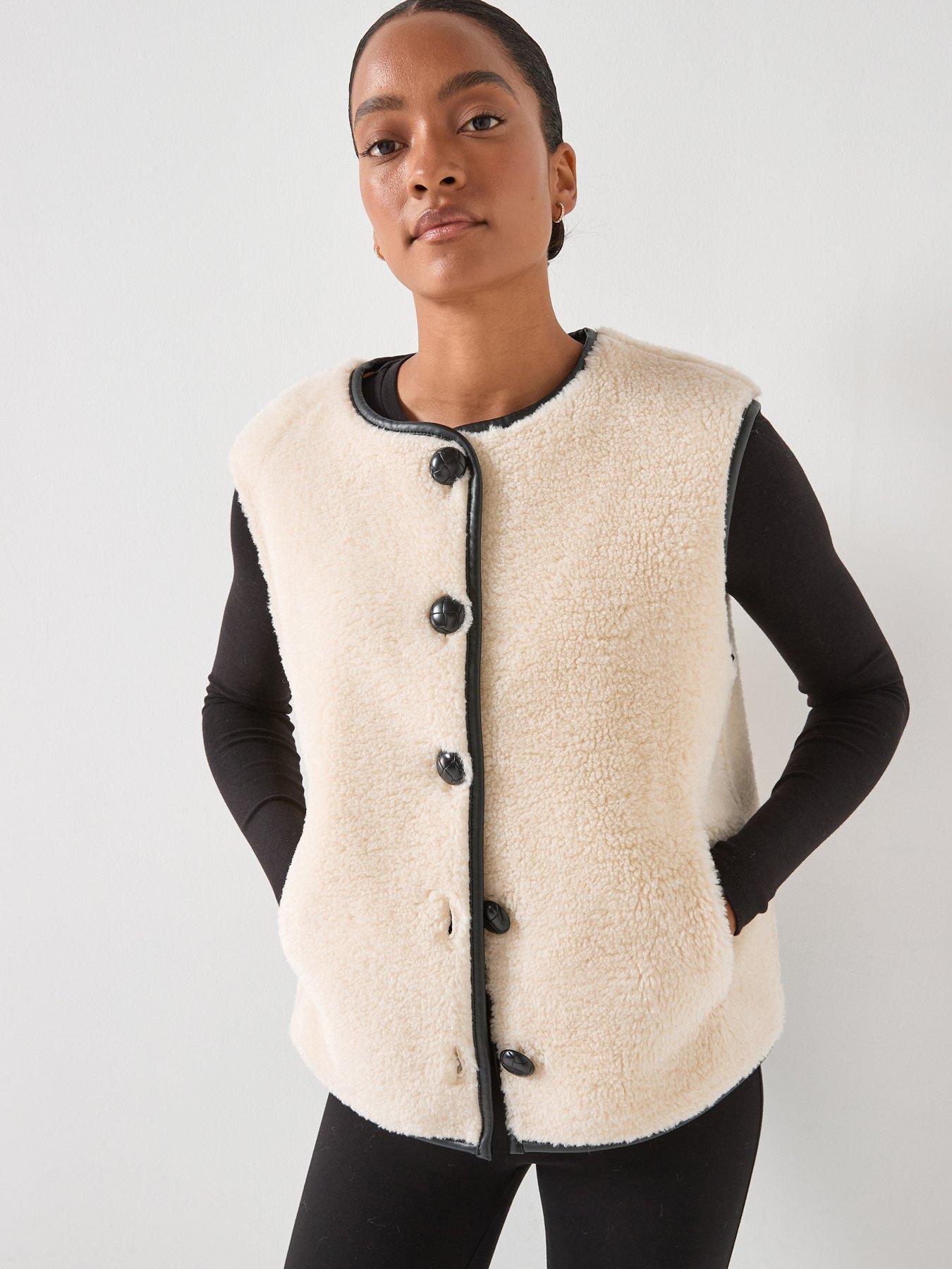 river-island-borg-button-gilet-cream