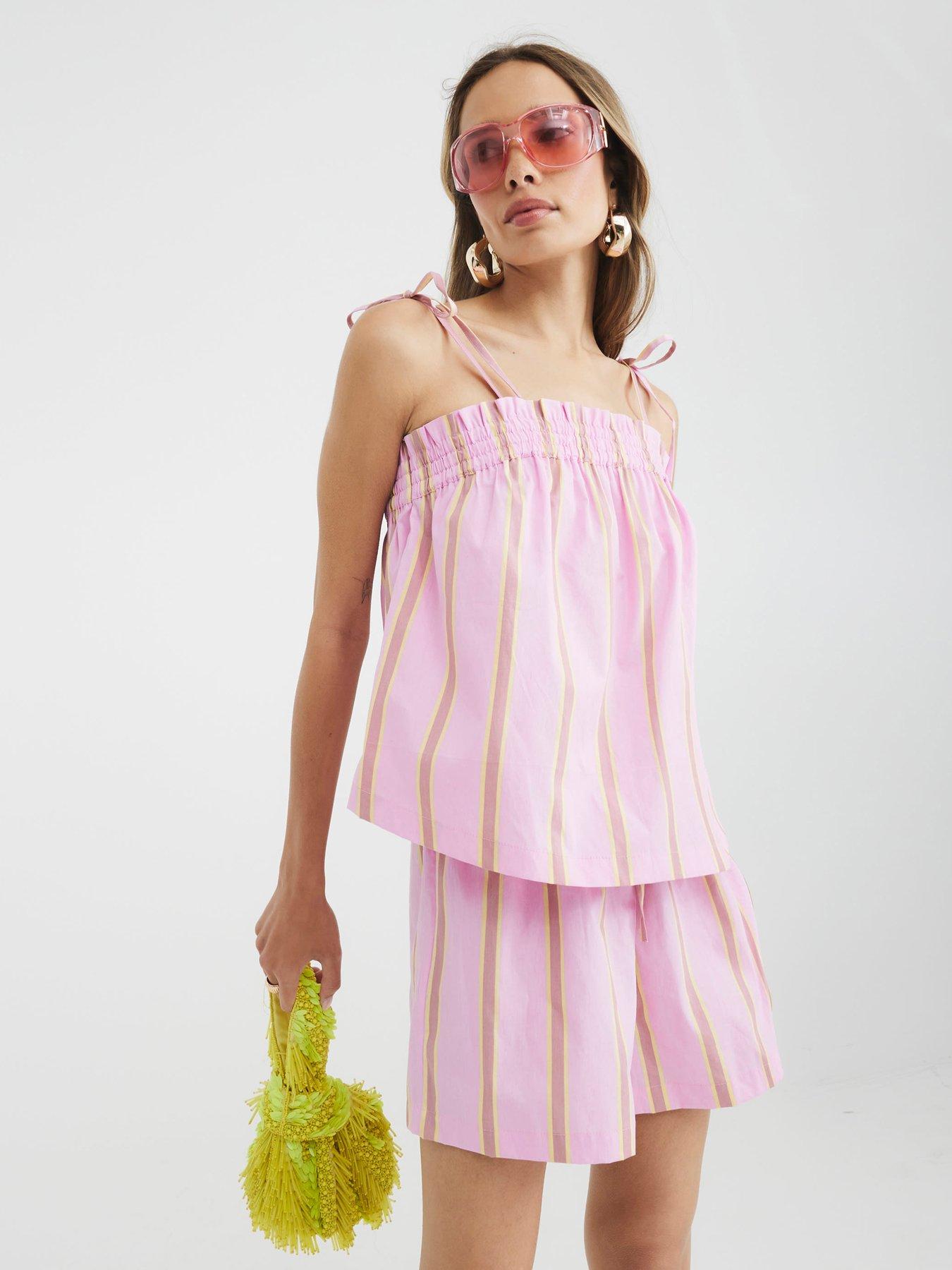 River Island Stripe Cami Top - Medium Pink