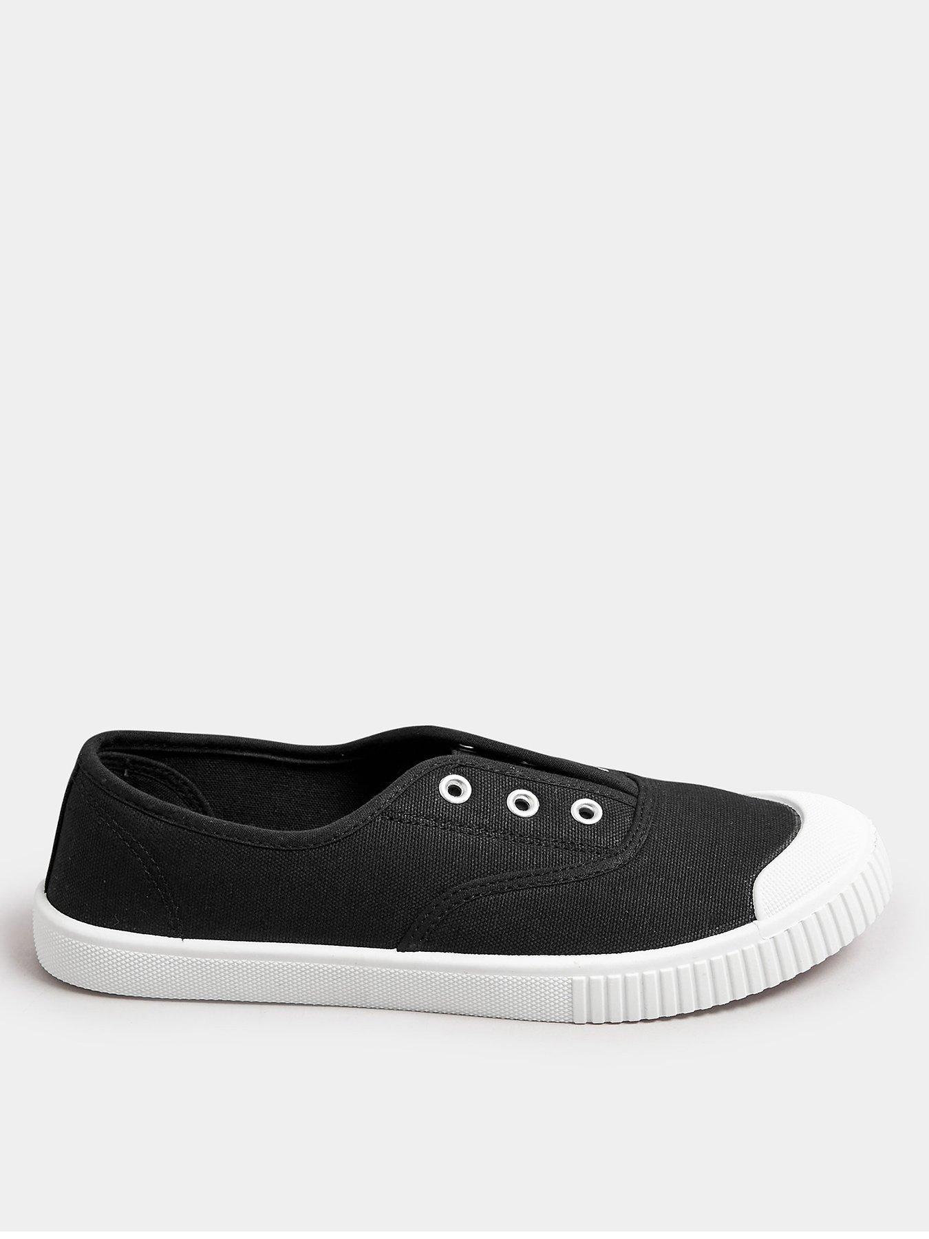 yours-wide-fit-lace-less-canvas-pumps
