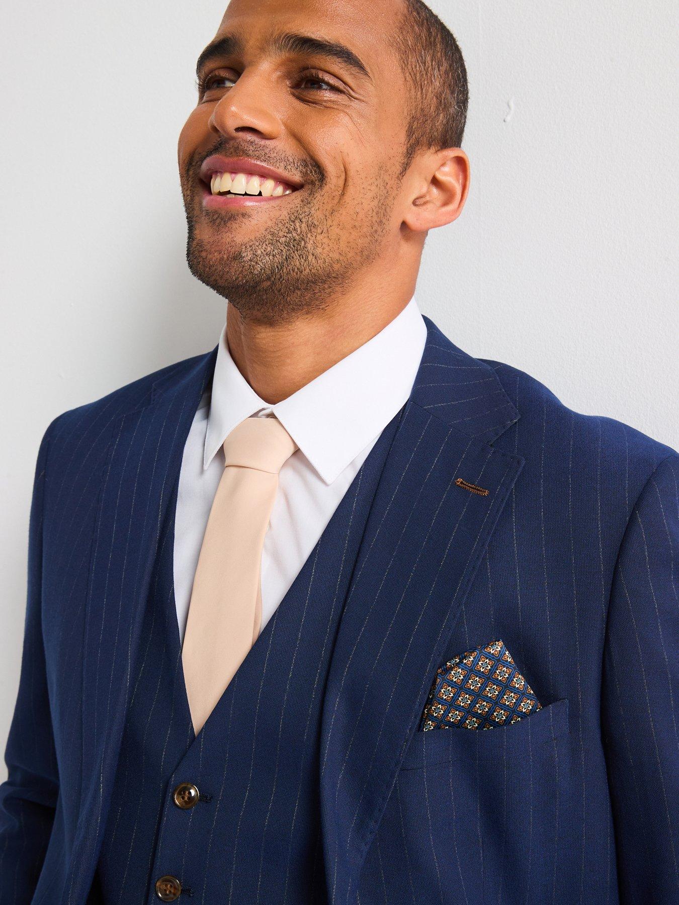 Image 4 of 6 of Skopes Wright Standard Fit Pinstripe Waistcoat - Navy