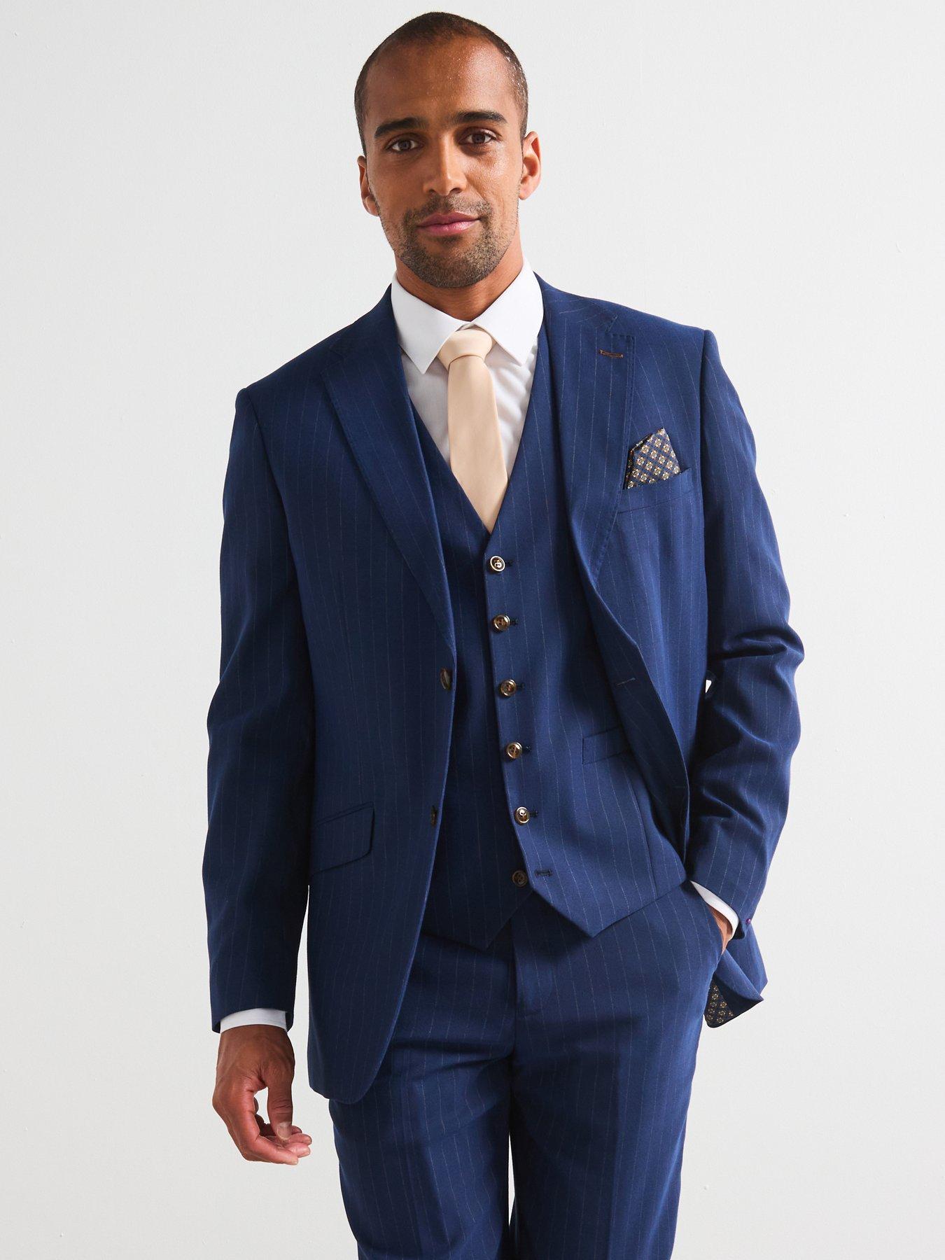 Image 5 of 6 of Skopes Wright Standard Fit Pinstripe Waistcoat - Navy