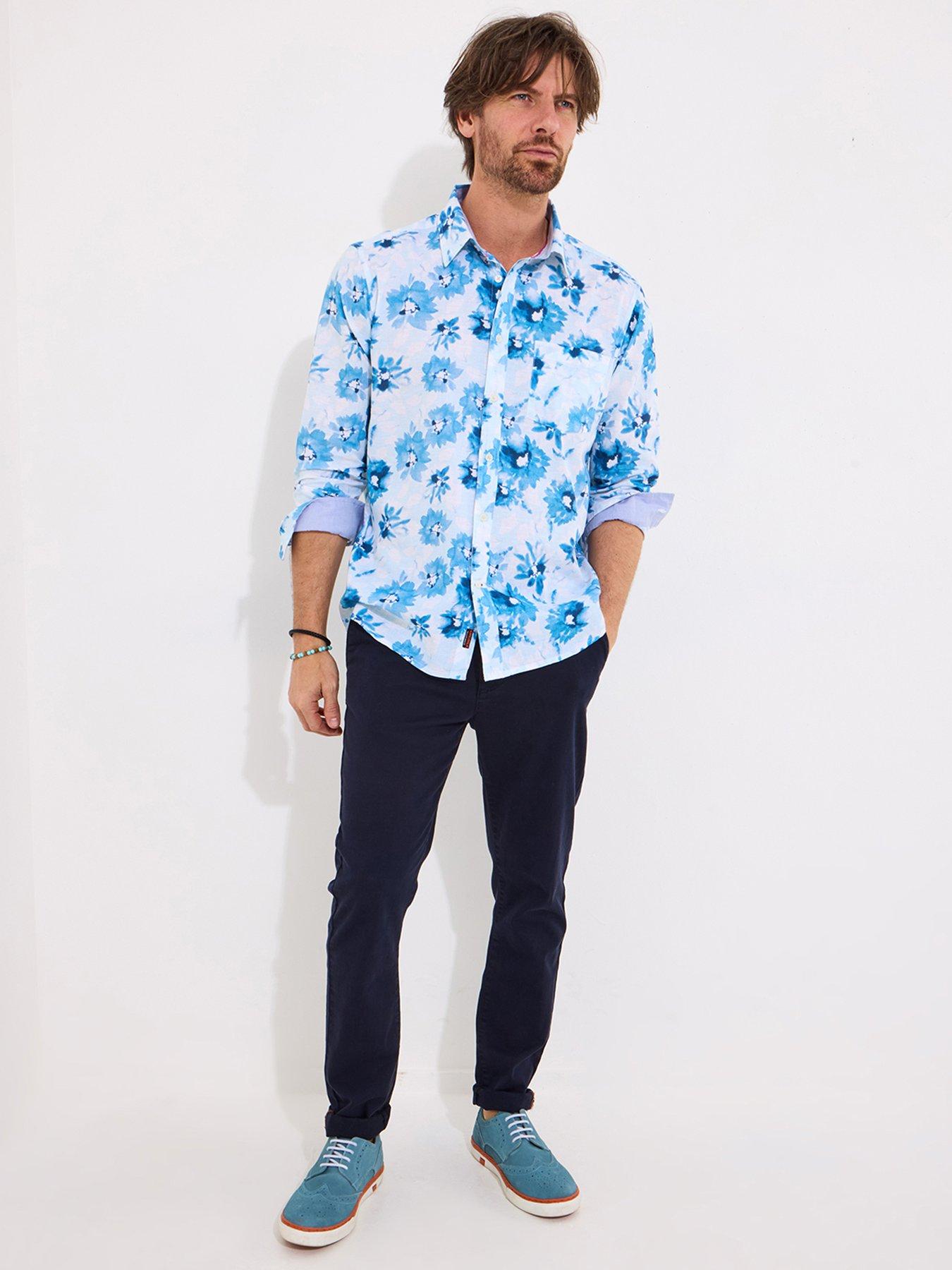 Joe Browns Watercolour Long Sleeve Shirt - Blue