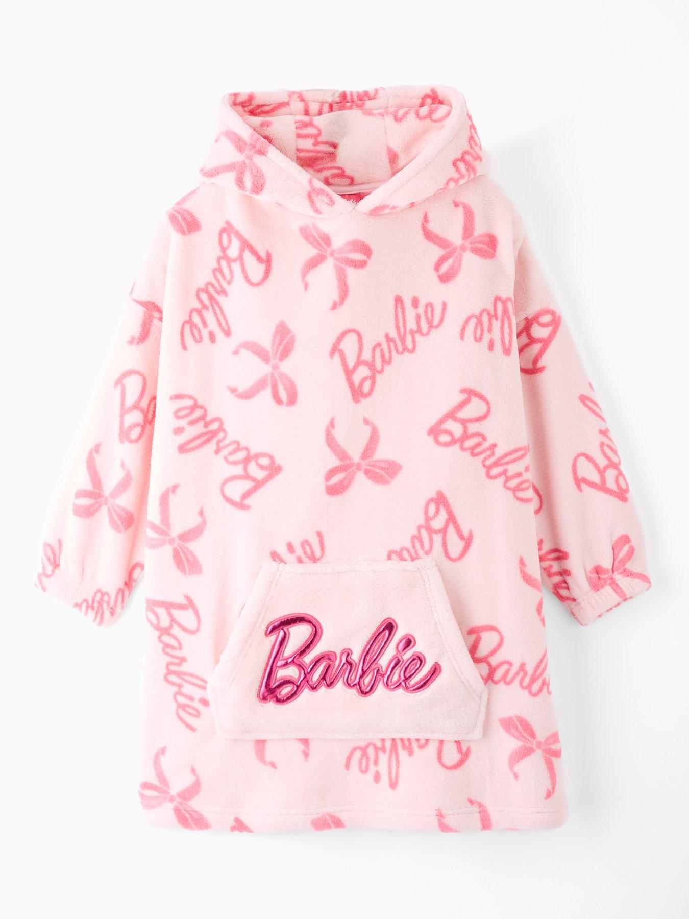 barbie-barbie-bow-fleece-hooded-blanket-pink