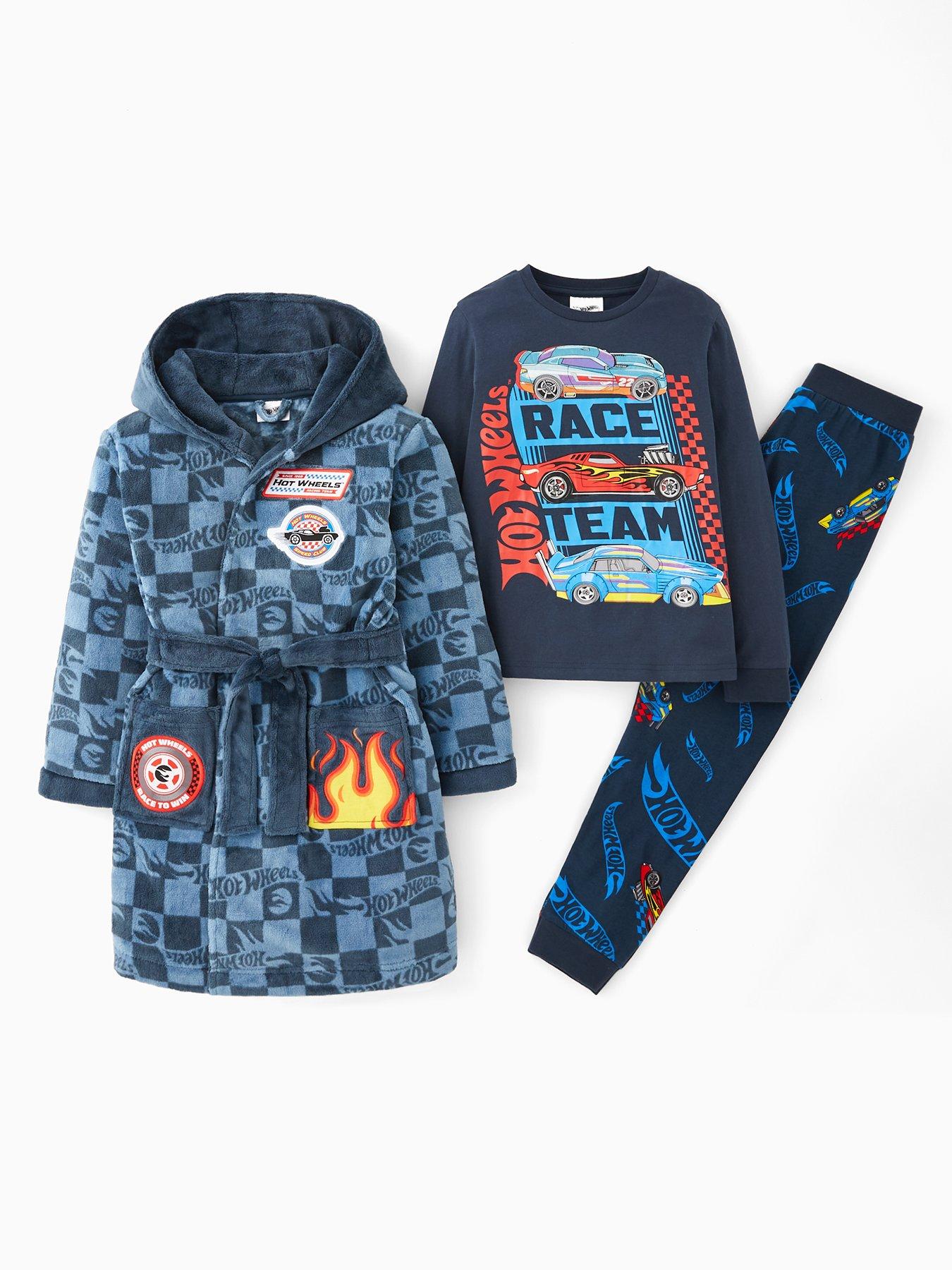 Hot Wheels Hot Wheels 3 Piece Long Sleeve Pyjama And Gown Set - Navy