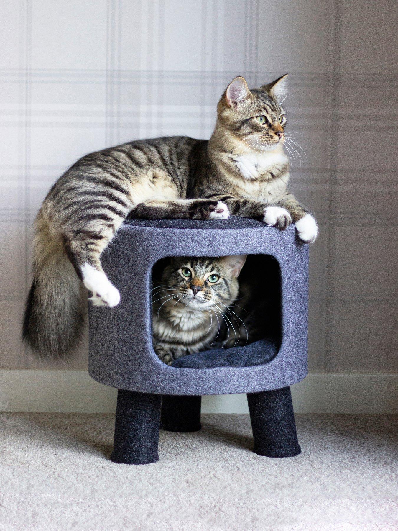 Rosewood Charcoal Felt Cat Stool