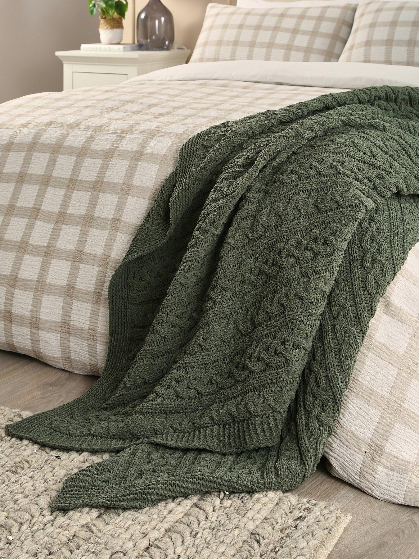 Very Home Chenille Cable Knit Blanket 150 x 240 cm - Green