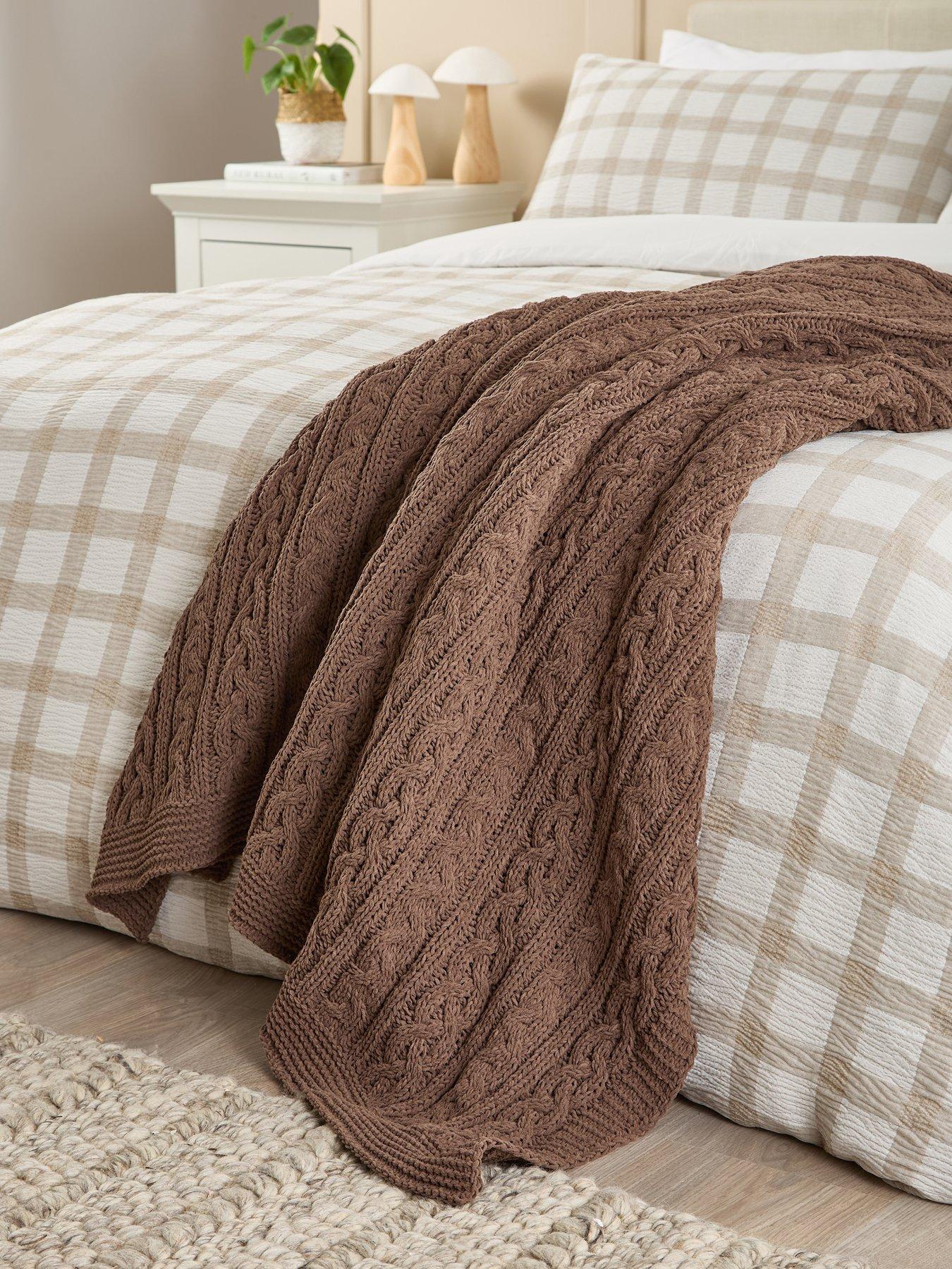 Very Home Chenille Cable Knit Blanket 150 x 240 cm - Taupe