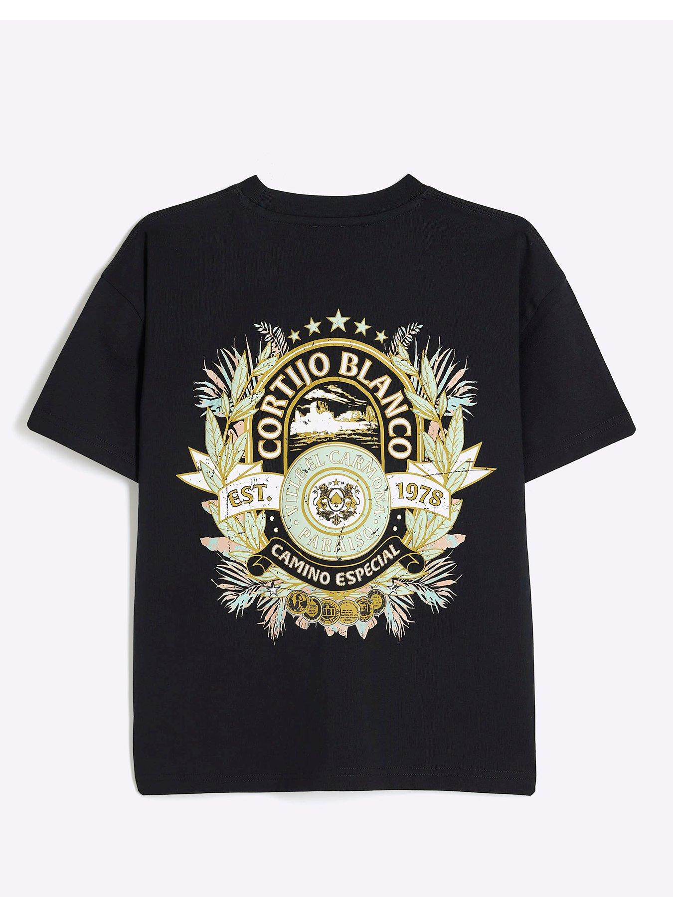 Image 2 of 4 of River Island Boys Back Printed T-Shirt - Black