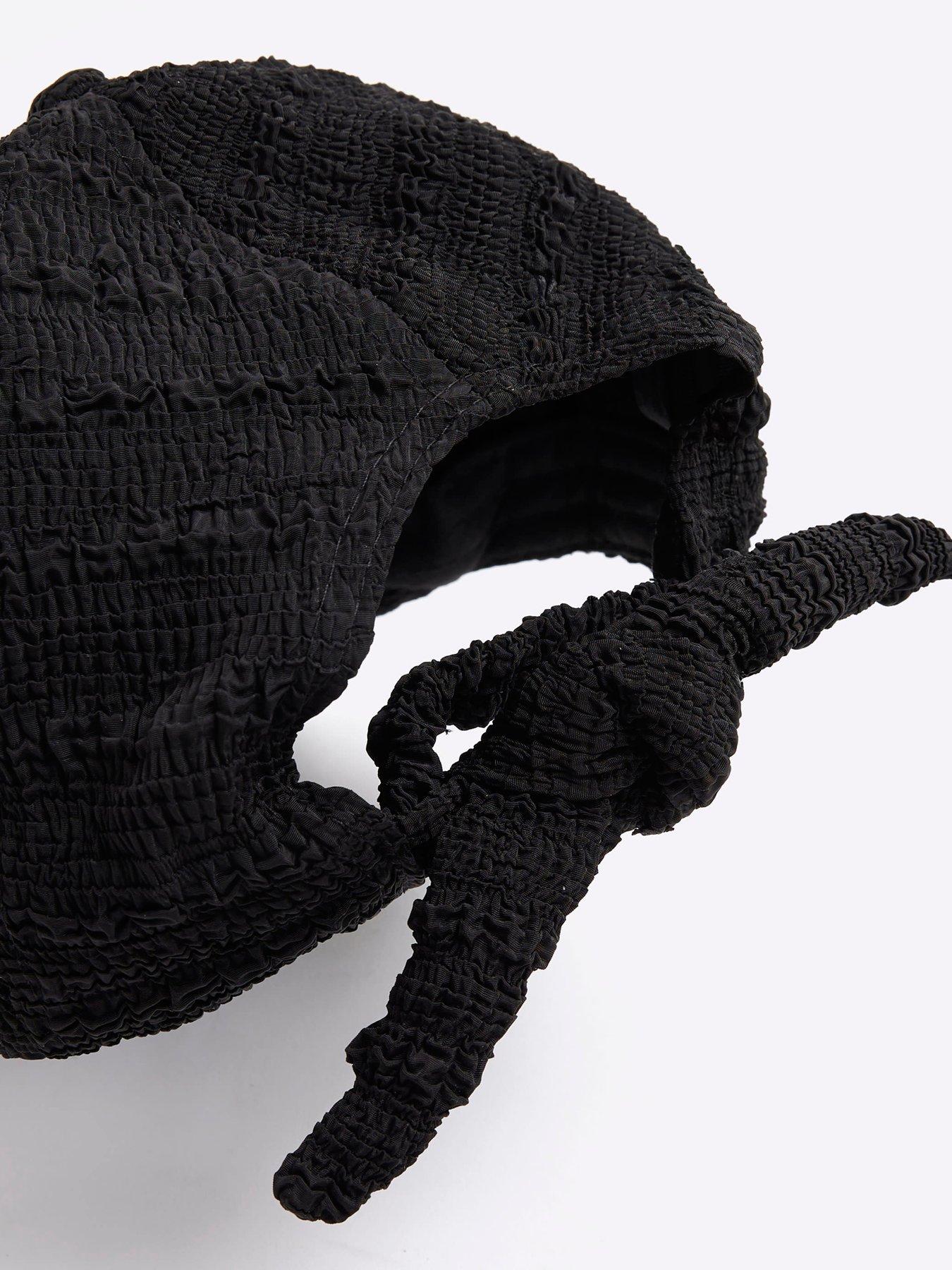 Image 2 of 3 of River Island Girls Textured Tie Back Cap - Black