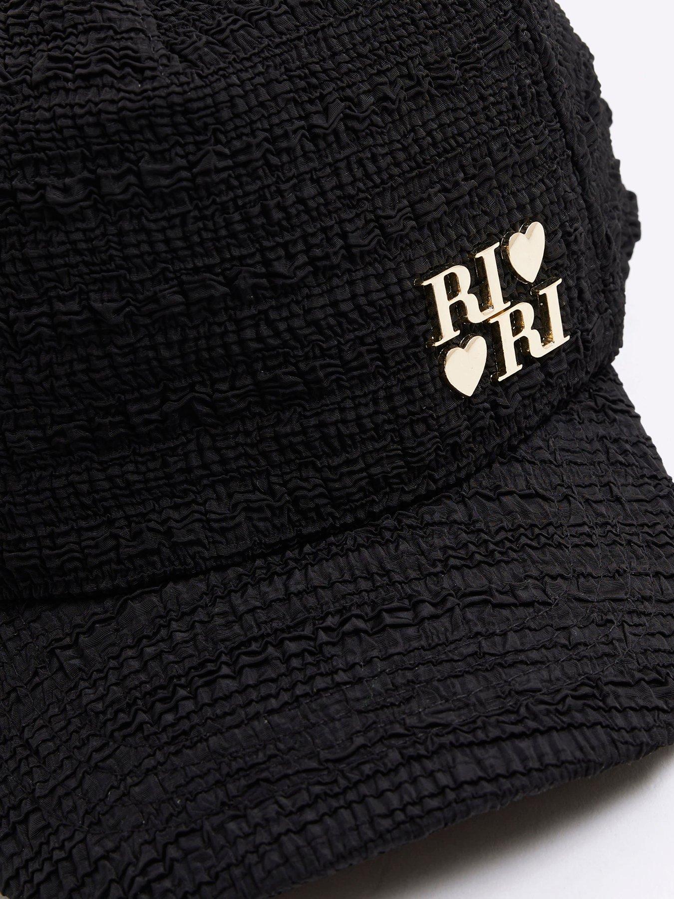 Image 3 of 3 of River Island Girls Textured Tie Back Cap - Black