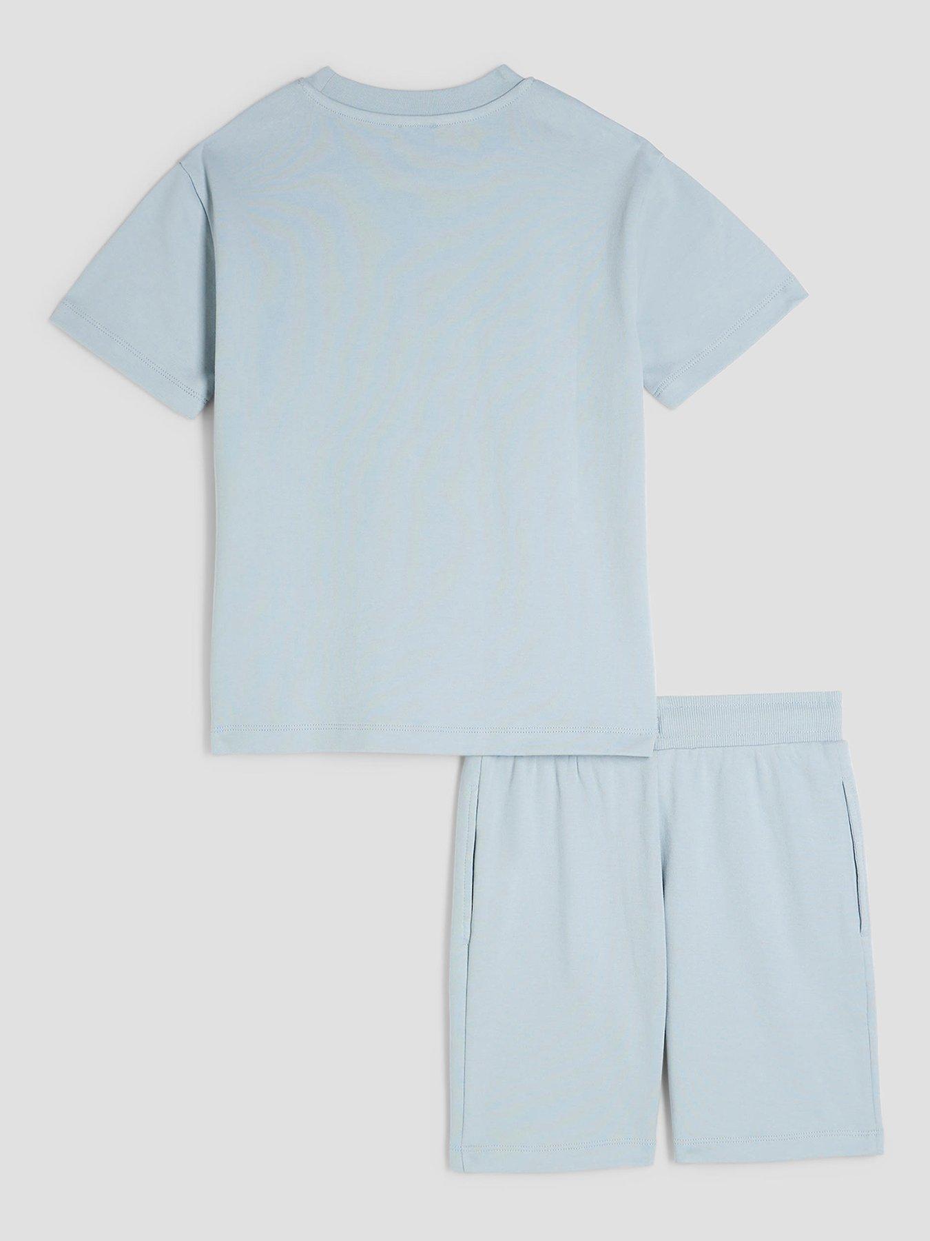 Image 3 of 5 of River Island Boys RR T-Shirt And Short Set - Blue