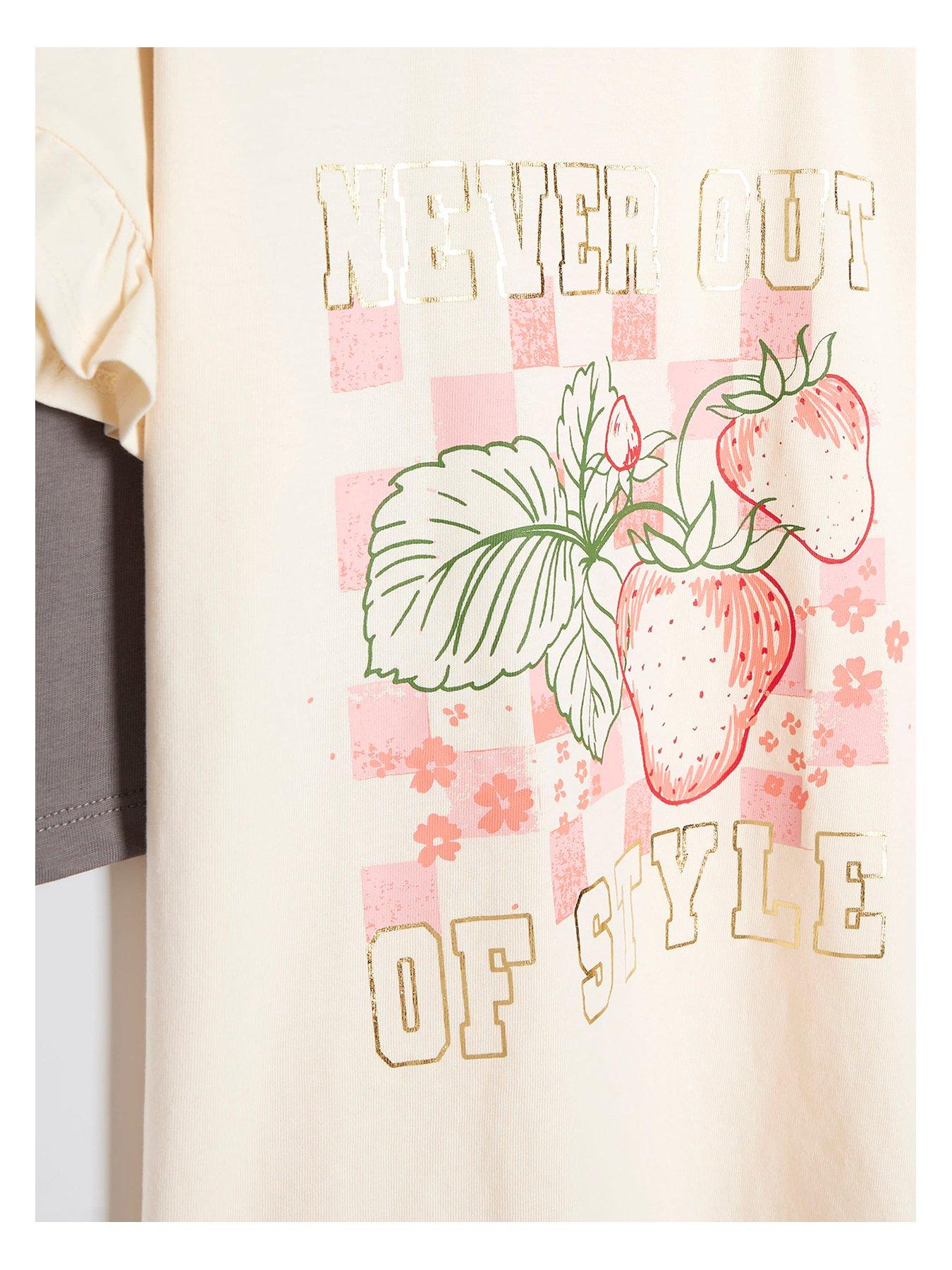 Image 3 of 4 of River Island Girls 2 Pack Frill Tops - Beige/Dark