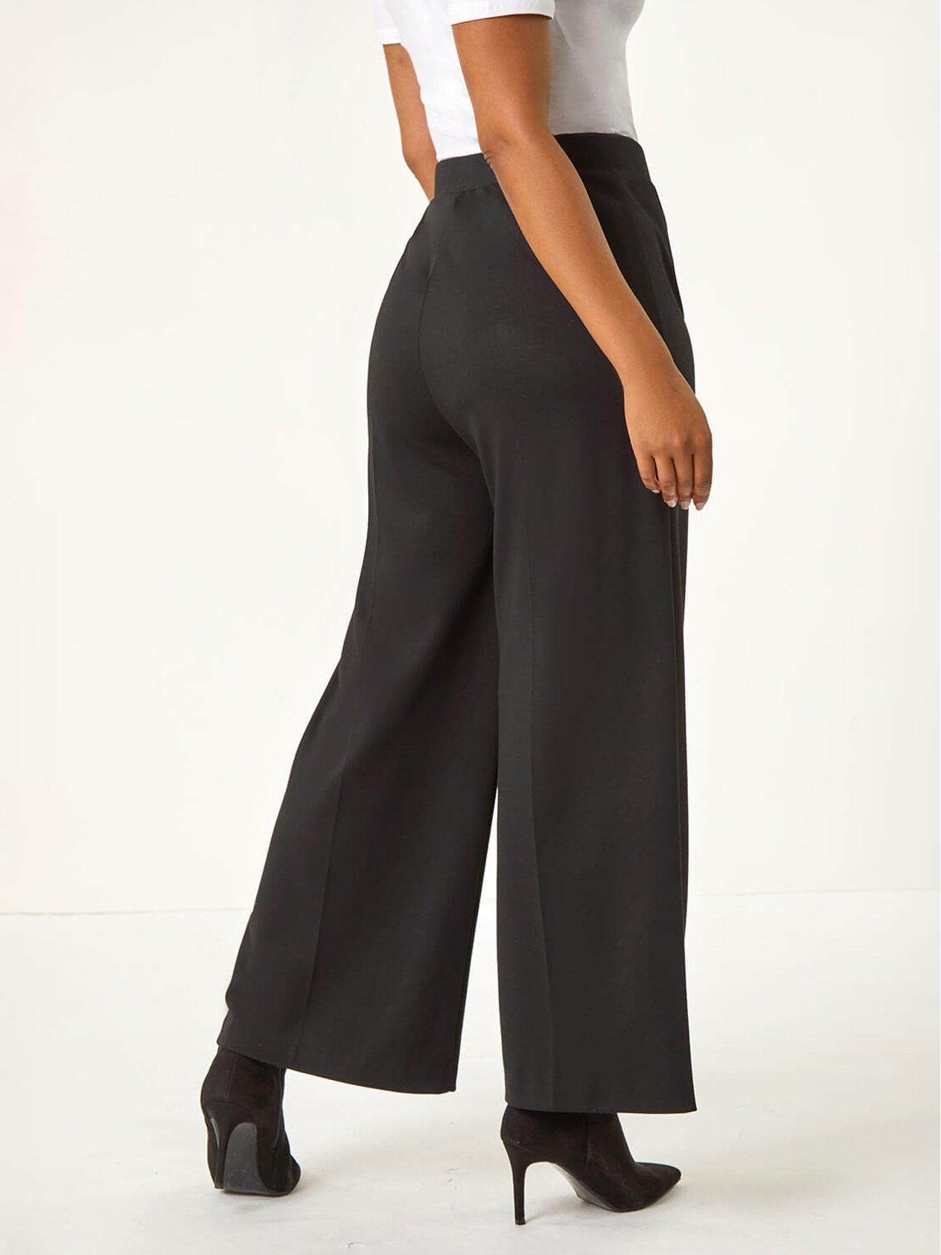 Image 2 of 5 of Roman Petite Wide Leg Ponte Stretch Trouser - Black