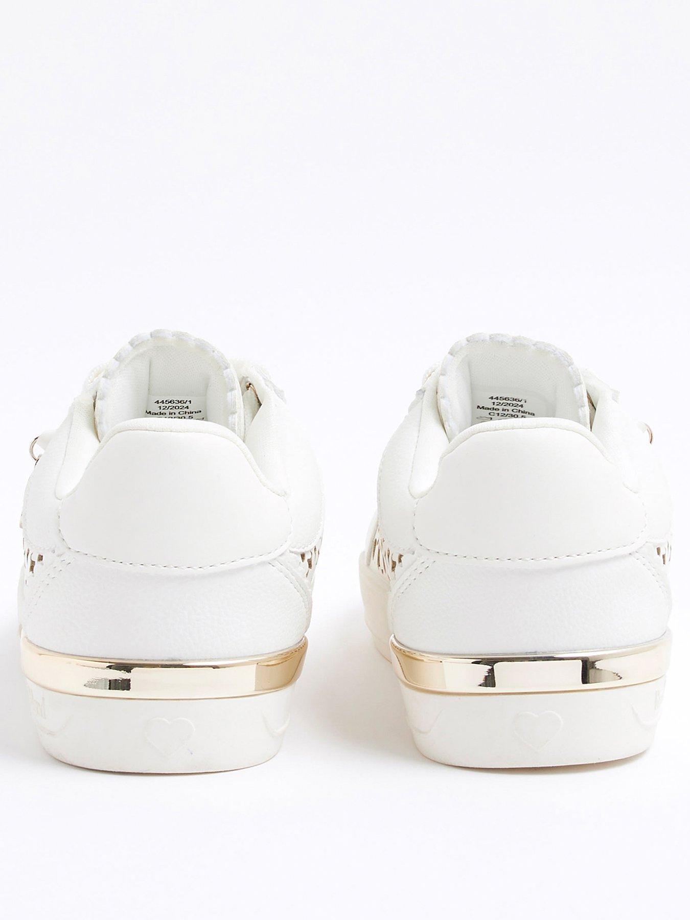 Image 3 of 5 of River Island Girls Flower Laser Cut Trainers - White