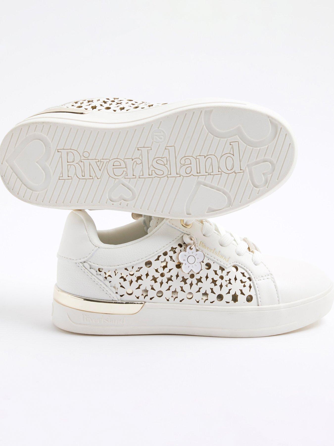 Image 5 of 5 of River Island Girls Flower Laser Cut Trainers - White