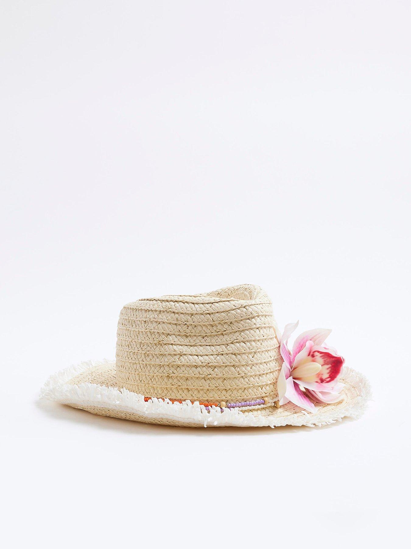 undefined Girls Orchid Straw Cowboy Hat - Beige