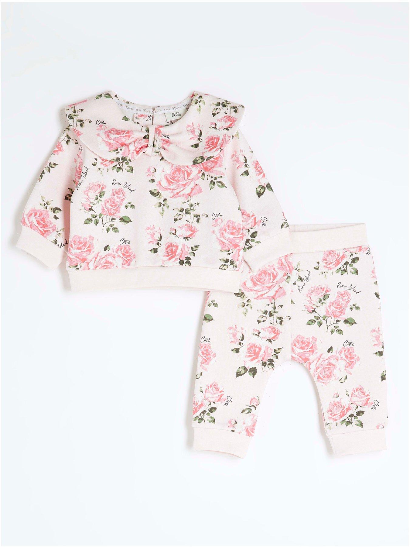 river-island-mini-baby-girls-rose-print-sweatshirt-set-cream